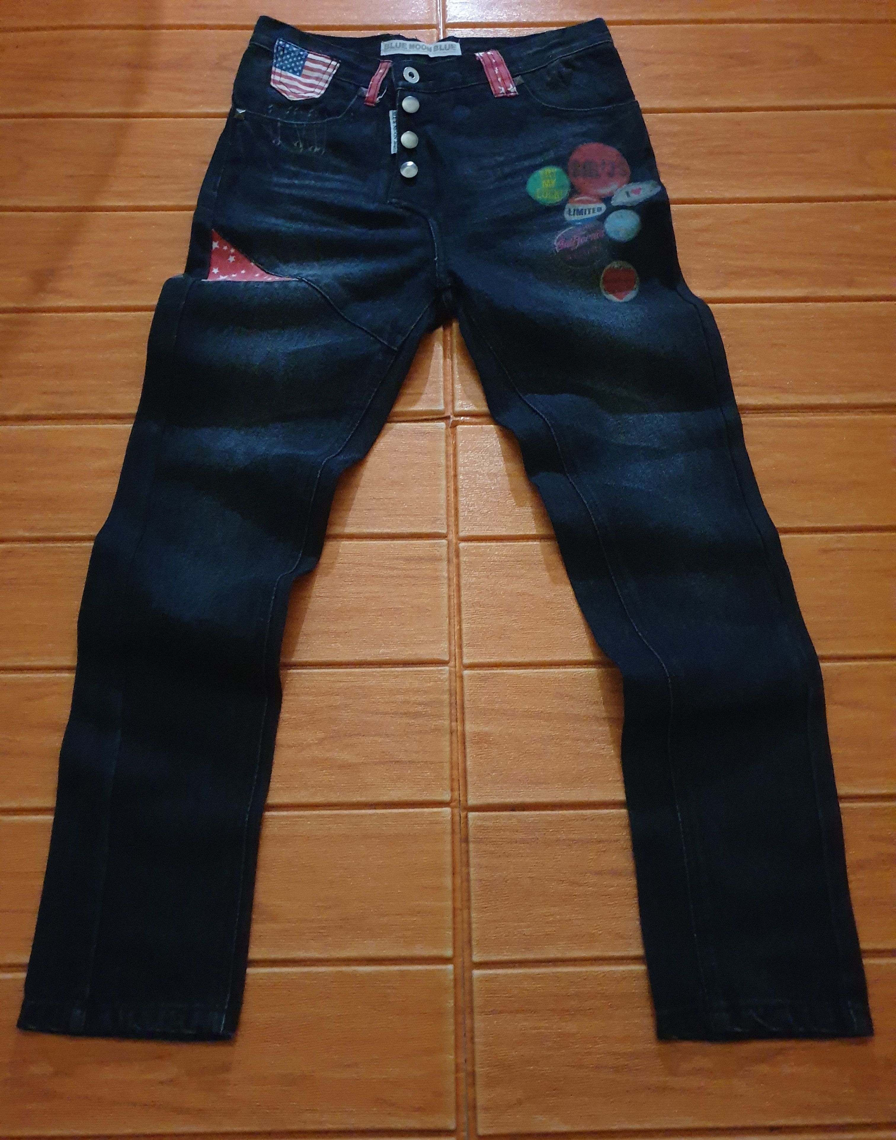 Japanese Brand 💥Blue Moon Blue accessory band print denim jeans Size US 30 / EU 46 - 4 Thumbnail