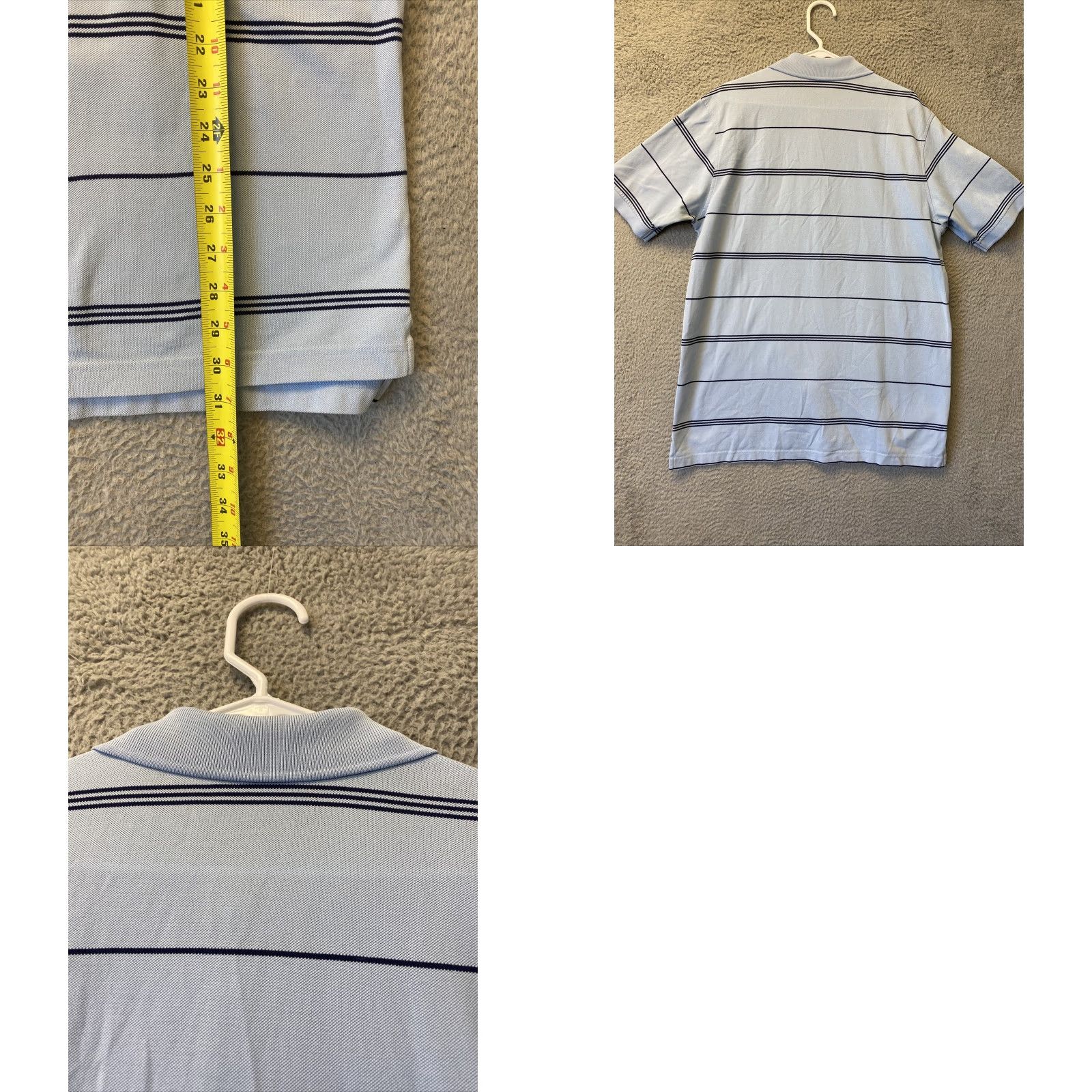 Roundtree & Yorke Roundtree & Yorke Gold Label Polo Shirt L Blue Striped Short Sleeve Casual Golf Mens Size US L / EU 52-54 / 3 - 8 Thumbnail