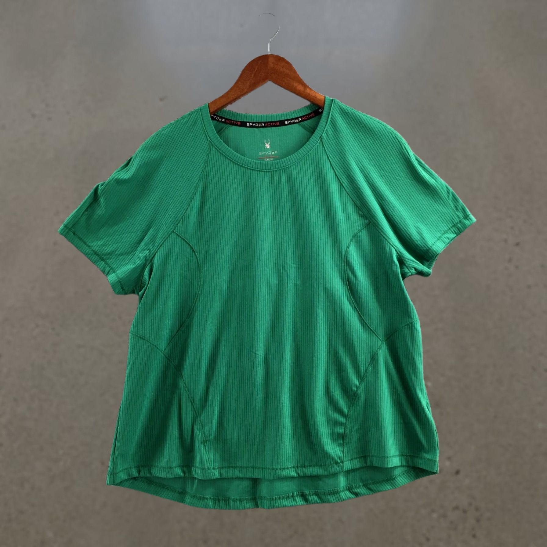 Spyder Spyder Active Shirt Womens XL Green Ribbed Short Sleeve Stretch Athletic Top Size XL / US 12-14 / IT 48-50 - 1 Thumbnail