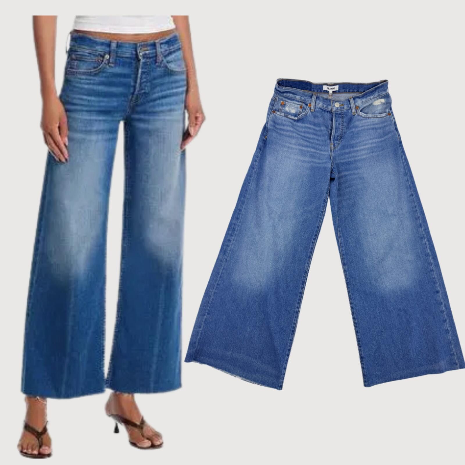 RE/DONE RE/DONE Mid Rise Wide Leg Cropped Jeans Blue 25 Size 25" / US 0 / IT 36 - 1 Thumbnail