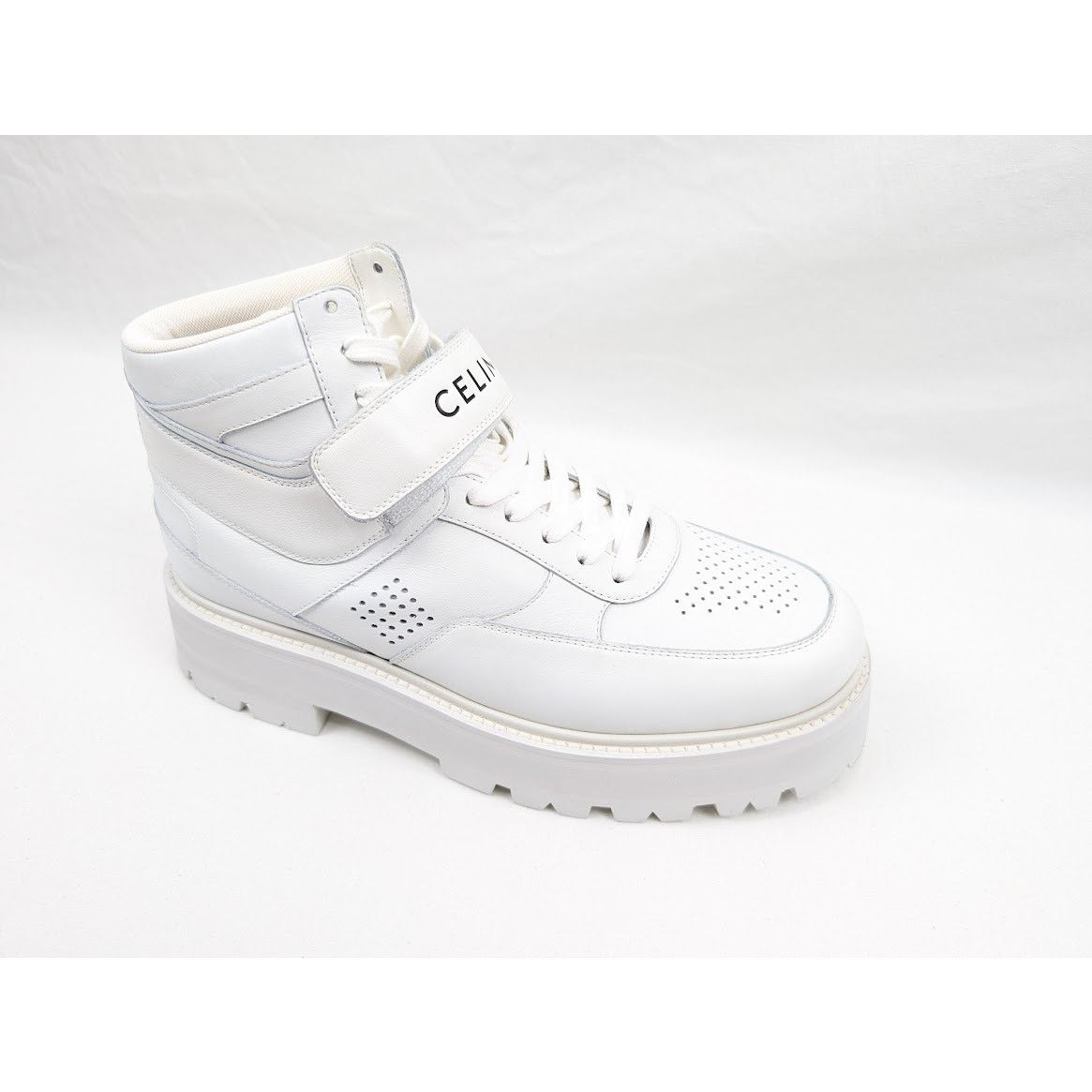 Celine o1rshd1 Calfskin High Sneaker W/ Scratch in Optic White Size US 11 / EU 44 - 2 Thumbnail