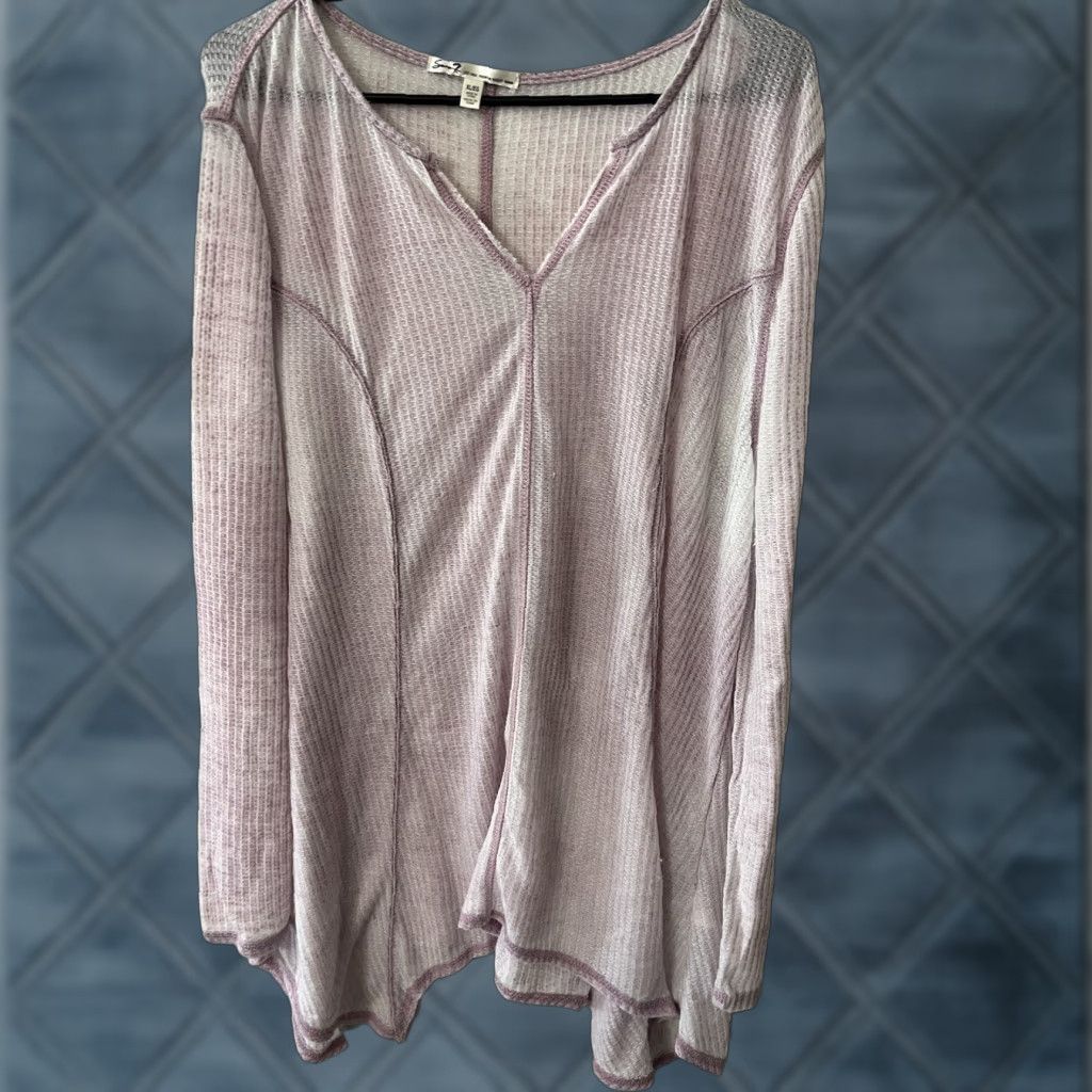 Vintage VINTAGE Seven 7 Womens Pink Long Sleeve Blouse XL V-Neck Asymmetrical Hem Casual Top Size XL / US 12-14 / IT 48-50 - 1 Thumbnail