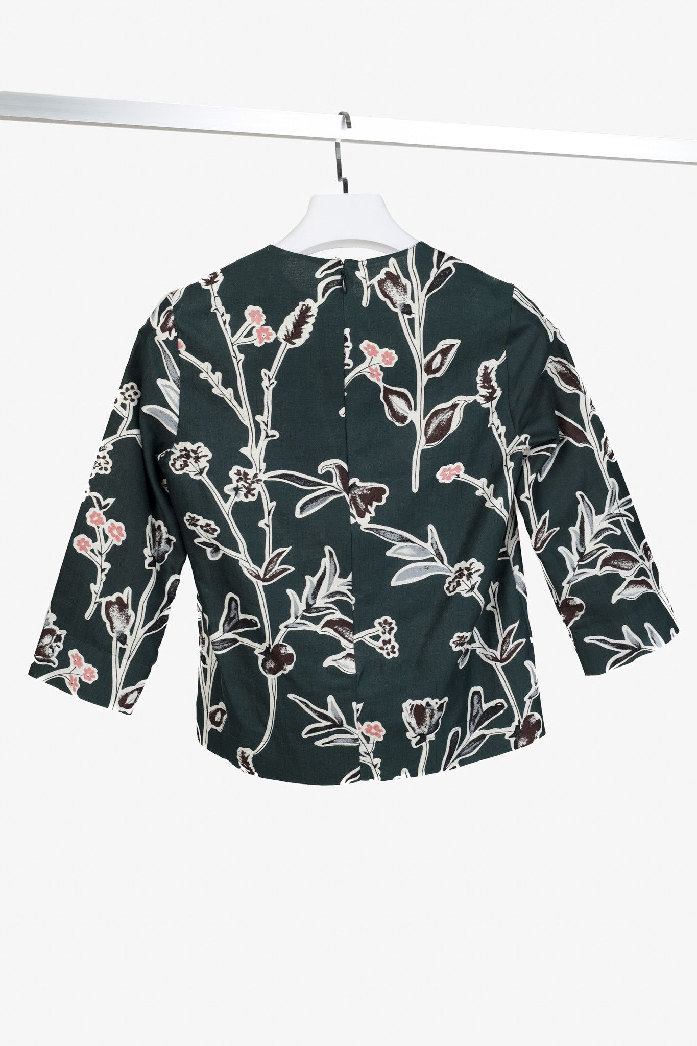 Marni Marni 2015 Green Cotton Silk Floral Print Blouse Size S / US 4 / IT 40 - 2 Thumbnail