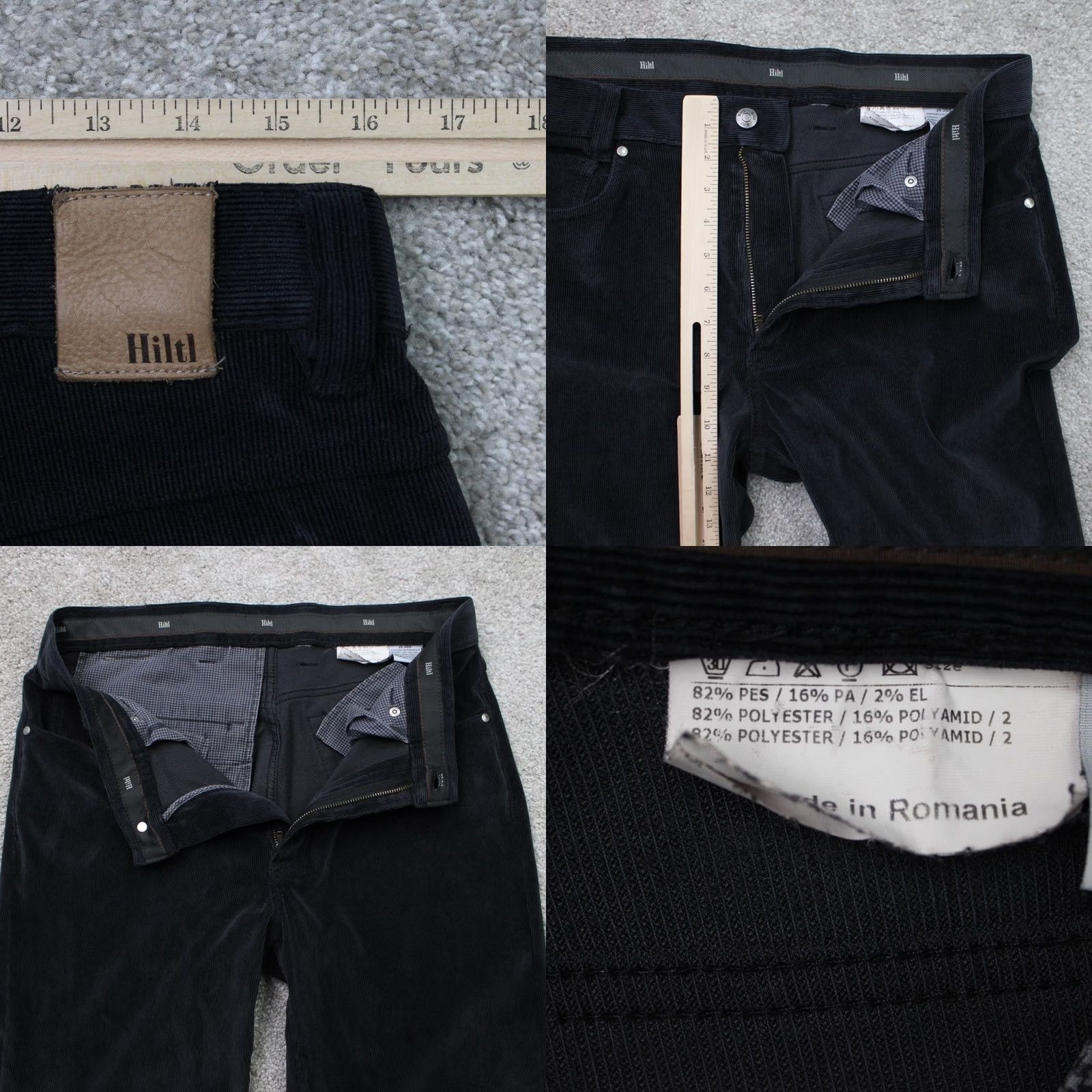 Vintage Hiltl Pants Mens 34x30 Black Corduroy Flat Front Trousers Straight Leg Dress Pants 90s Preppy academia Classic Mens Size US 34 / EU 50 - 8 Thumbnail