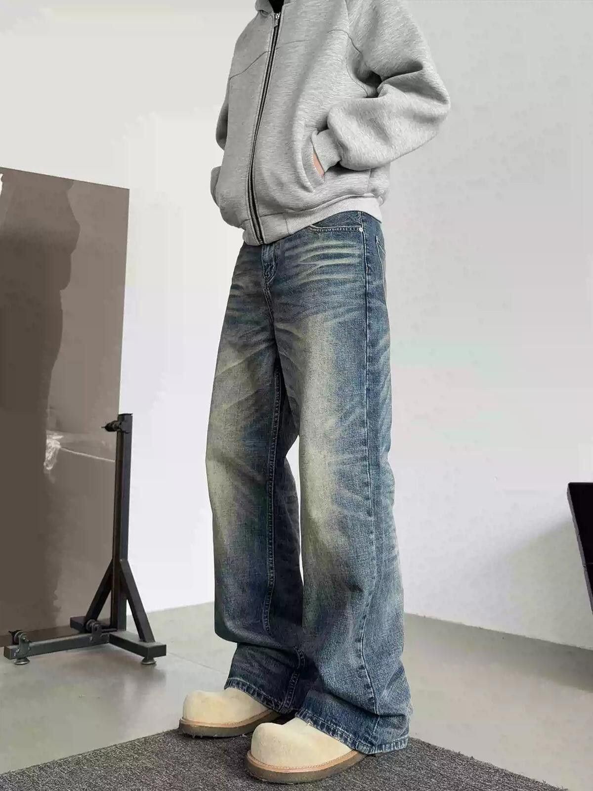 Japanese Brand Blue Washed Wide Leg Denim Jeans, Relaxed Fit Jeans Size US 32 / EU 48 - 2 Thumbnail