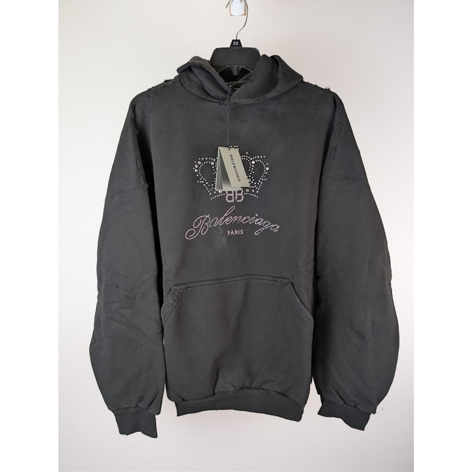 Balenciaga o1rshd1BB Motel Crystal Crown Large Fit Hoodie Faded Black Size US M / EU 48-50 / 2 - 2 Thumbnail