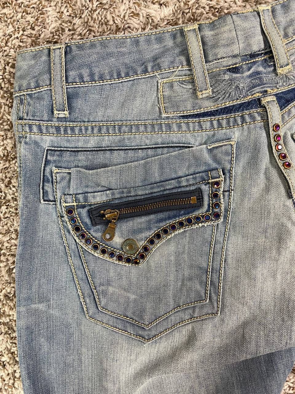 Robins Jeans Robin's Jean Zip RND Flap Studded Blue Jeans Size US 38 / EU 54 - 19 Thumbnail