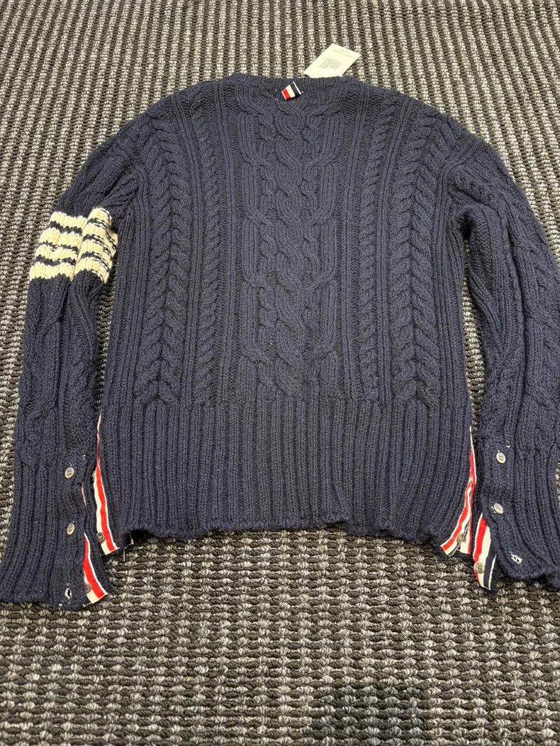 Thom Browne Thom Browne Blue and grey wool round neck sweater Size US L / EU 52-54 / 3 - 2 Thumbnail