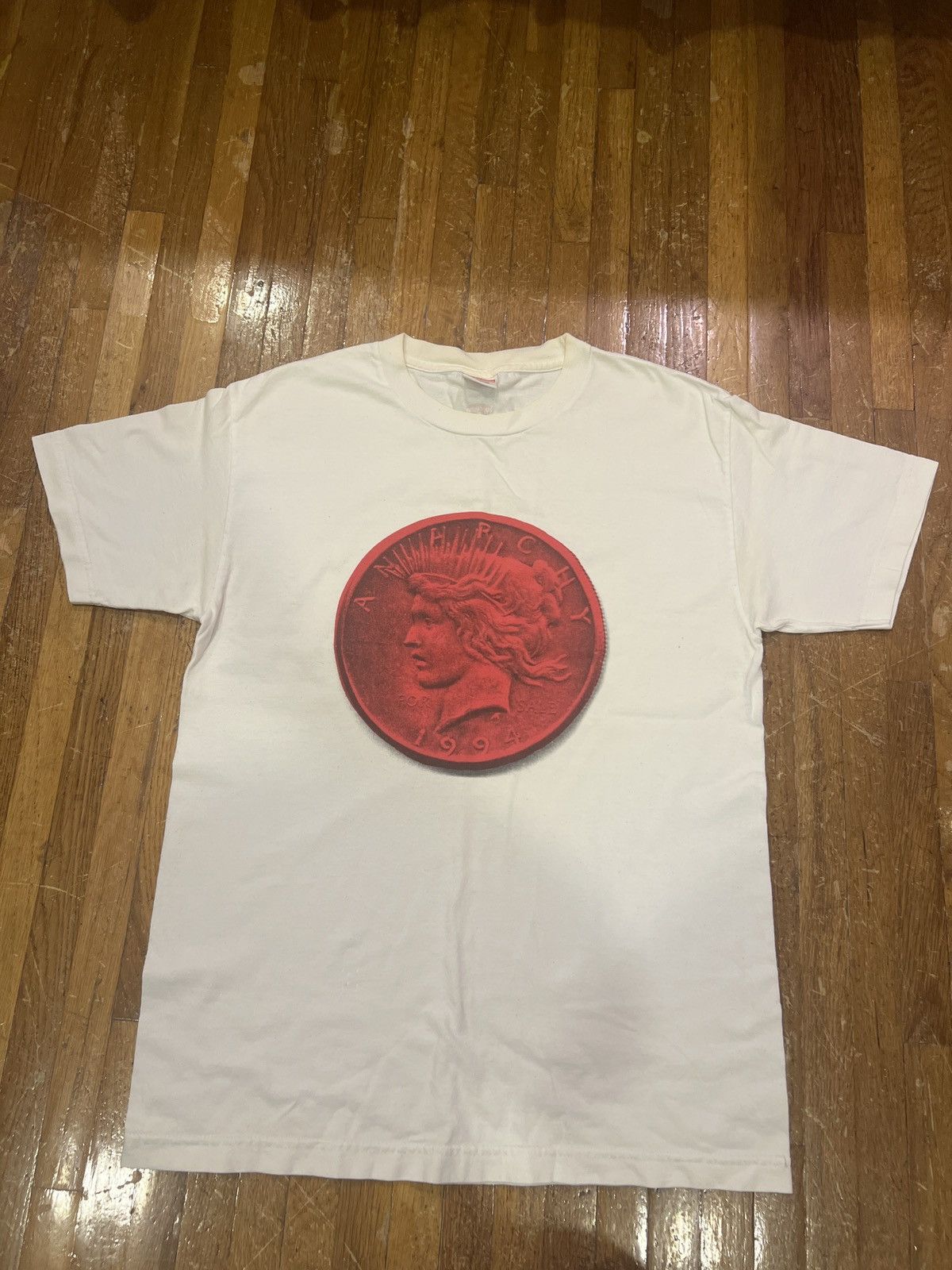 image of Supreme Anarchy Quarter Coin in White, Men's (Size Medium)