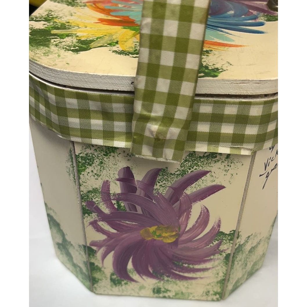 Other Vintage Vicki Jean wood purse Box Hand Painted Flowers Signe Size ONE SIZE - 4 Thumbnail