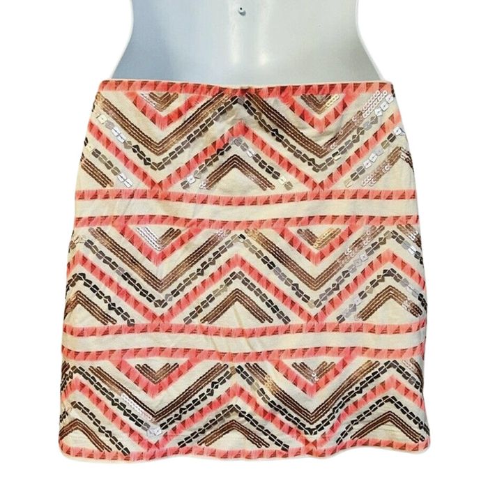 Gold sequin clearance aztec skirt