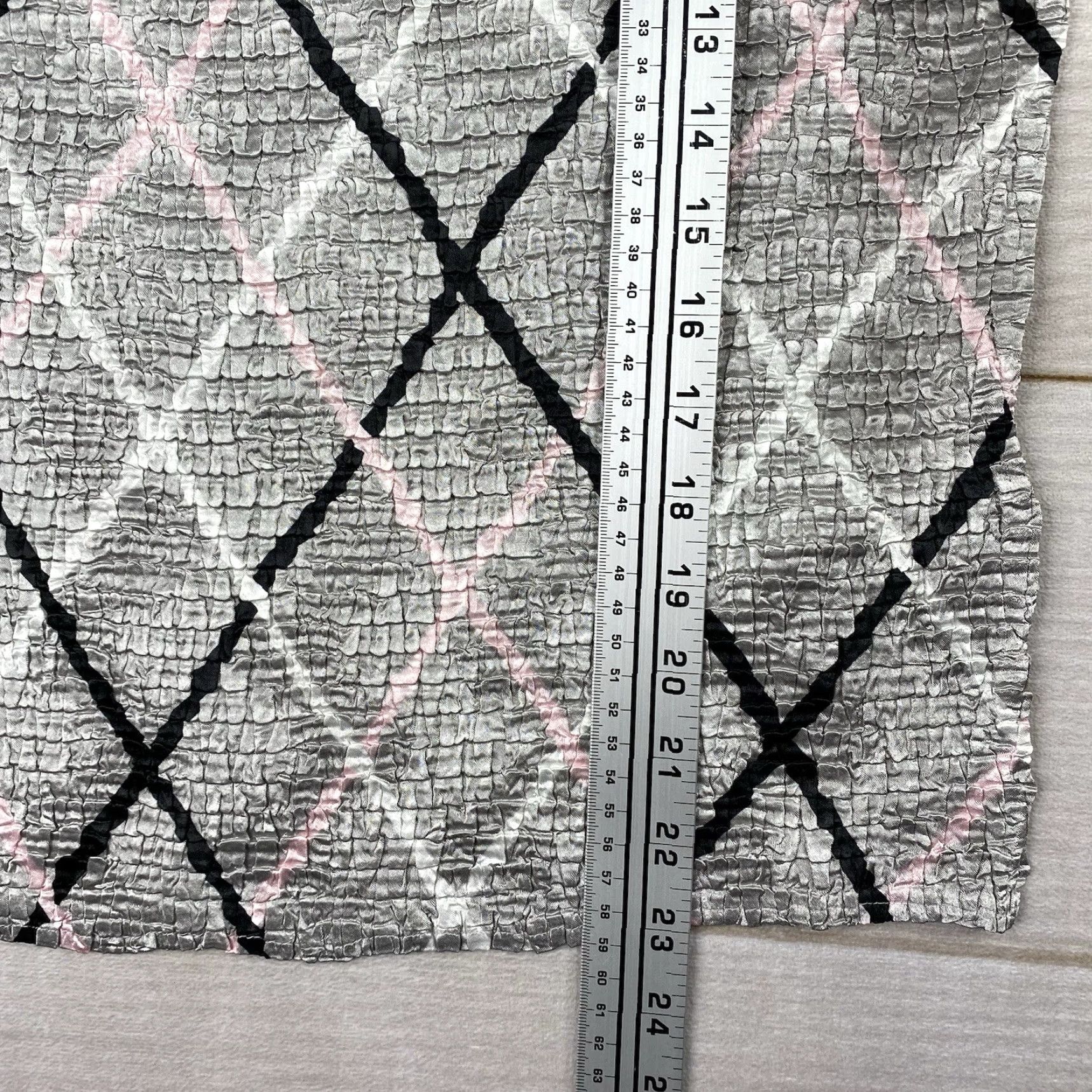 Vintage VINTAGE Casual Corner Top XL Gray Diamond Stripe Stretch Crinkle Sleeveless Size XL / US 12-14 / IT 48-50 - 3 Thumbnail
