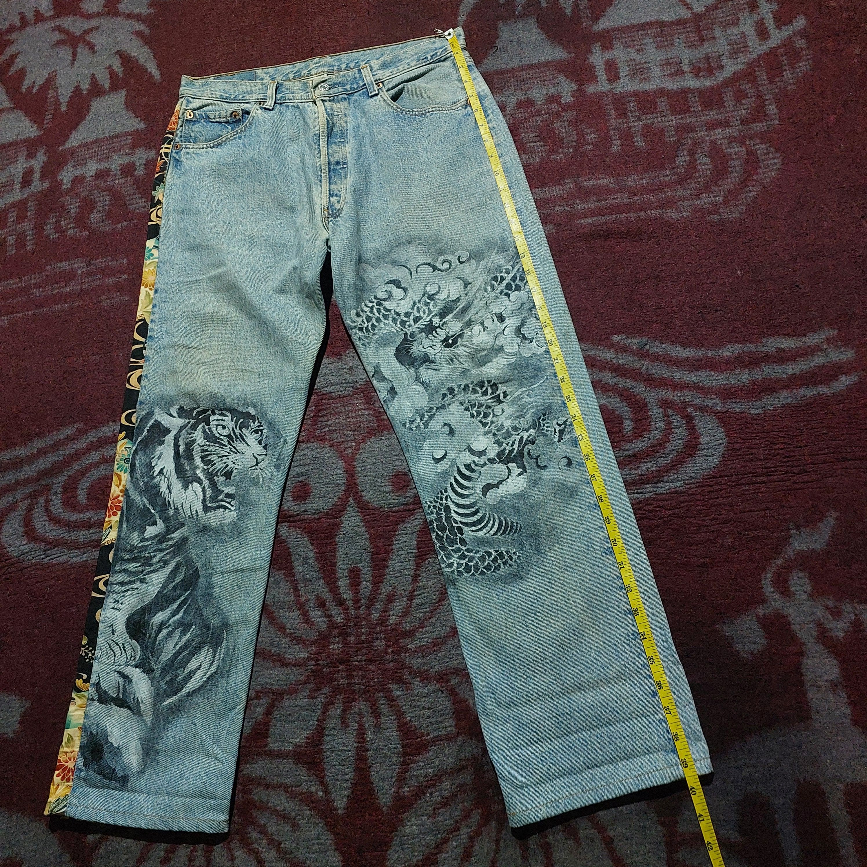 Levi's Vintage 501 Levi's custom tiger art japan sakura denim Size US 34 / EU 50 - 14 Thumbnail