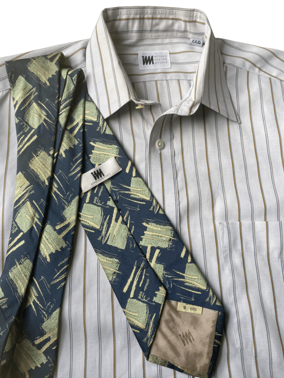 Issey Miyake Issey Miyake Striped Button Up With Tie Size US M / EU 48-50 / 2 - 2 Thumbnail