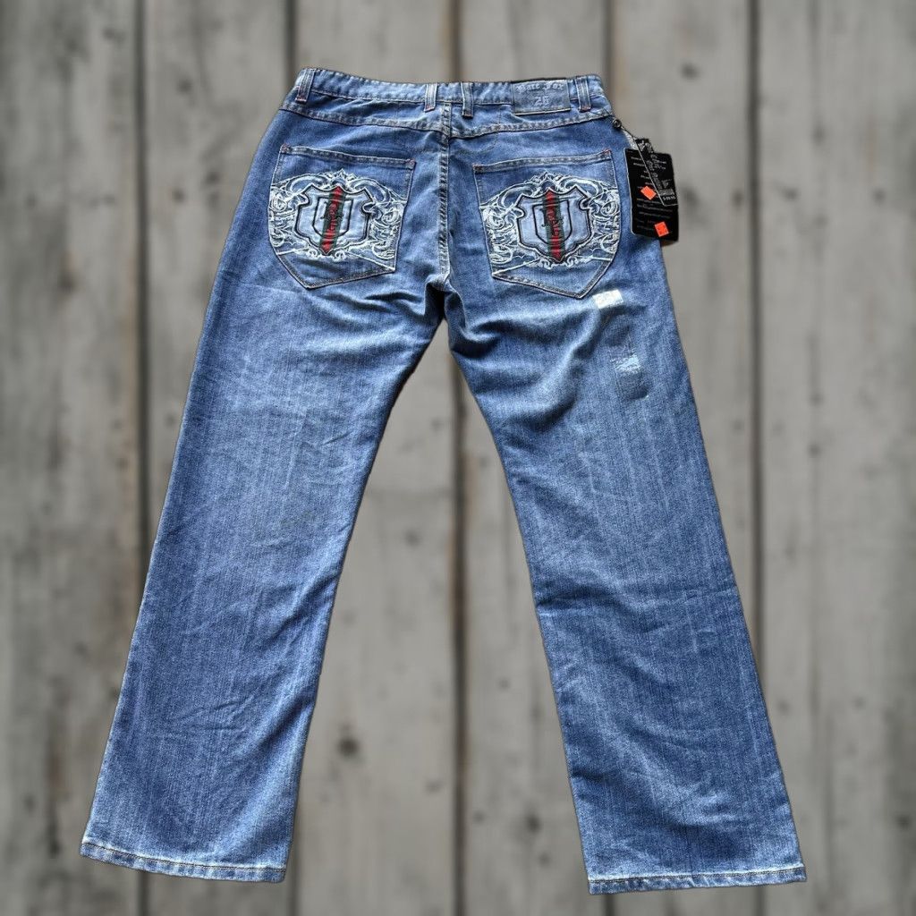 Vintage VINTAGE Bare Fox Baggy Jeans Mens 38x32 Blue Embroidered Wide-Leg 90s Grunge Hip Hop Size US 38 / EU 54 - 1 Thumbnail