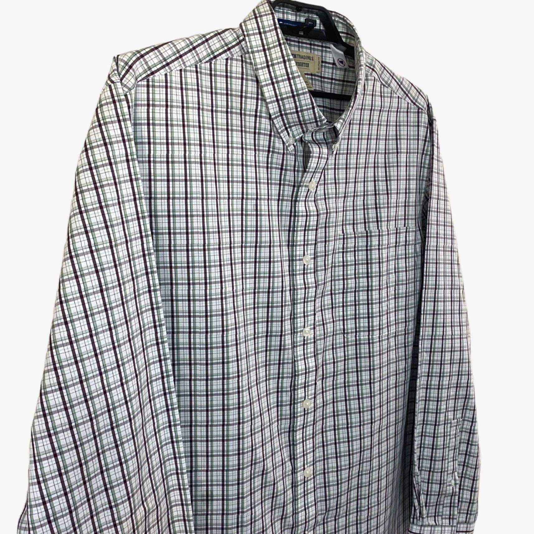 Duluth Trading Company DULUTH TRADING CO. Wrinklefighter Button-Down Shirt Plaid Relaxed Fit White XLT Tall Mens Size US XL / EU 56 / 4 - 4 Thumbnail