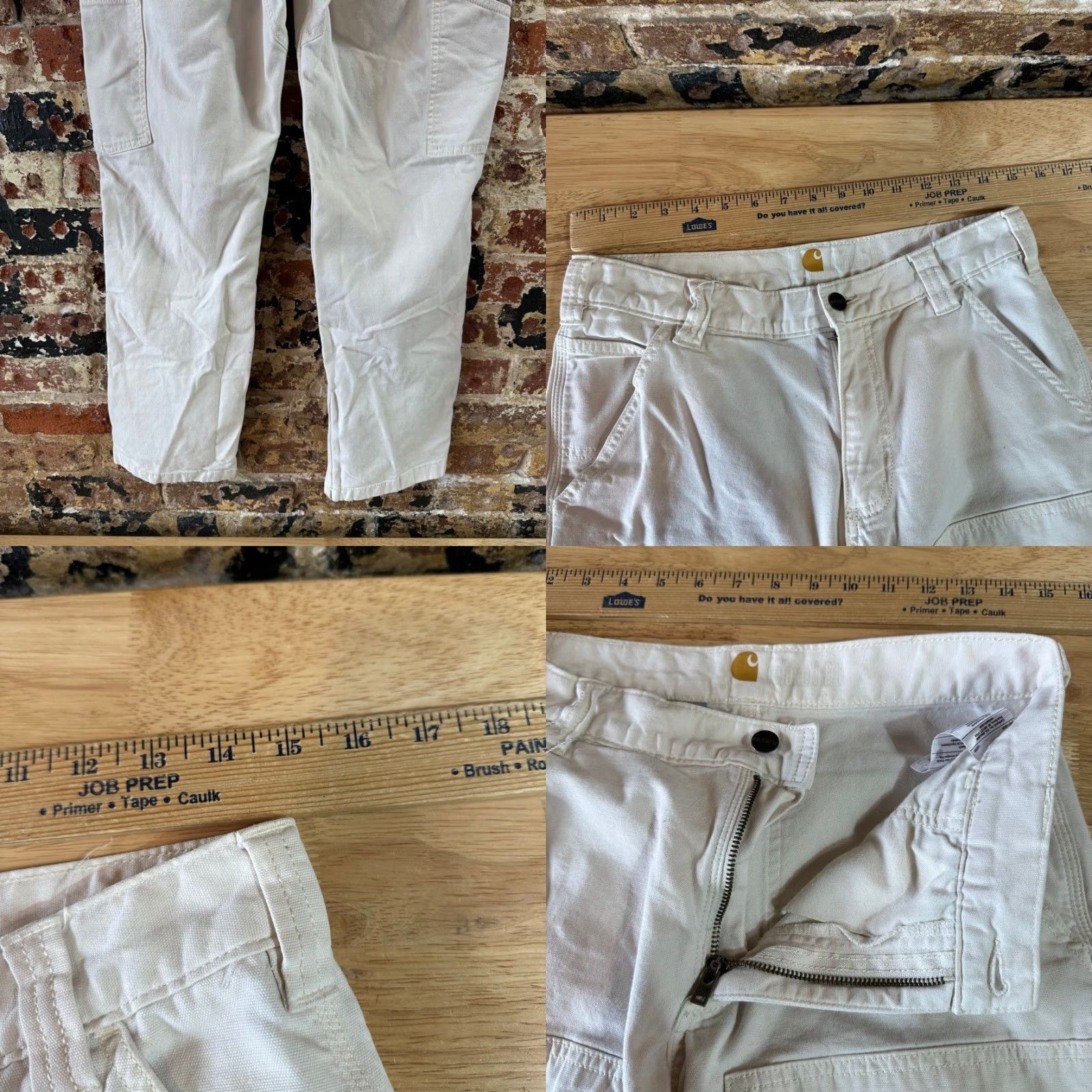 Carhartt VINTAGE Carhartt Men’s Double Knee Workwear Pants 30x30 White Cream Mens Pants Carhartt 5-Pocket Design Cotton Workwear Size US 30 / EU 46 - 8 Thumbnail