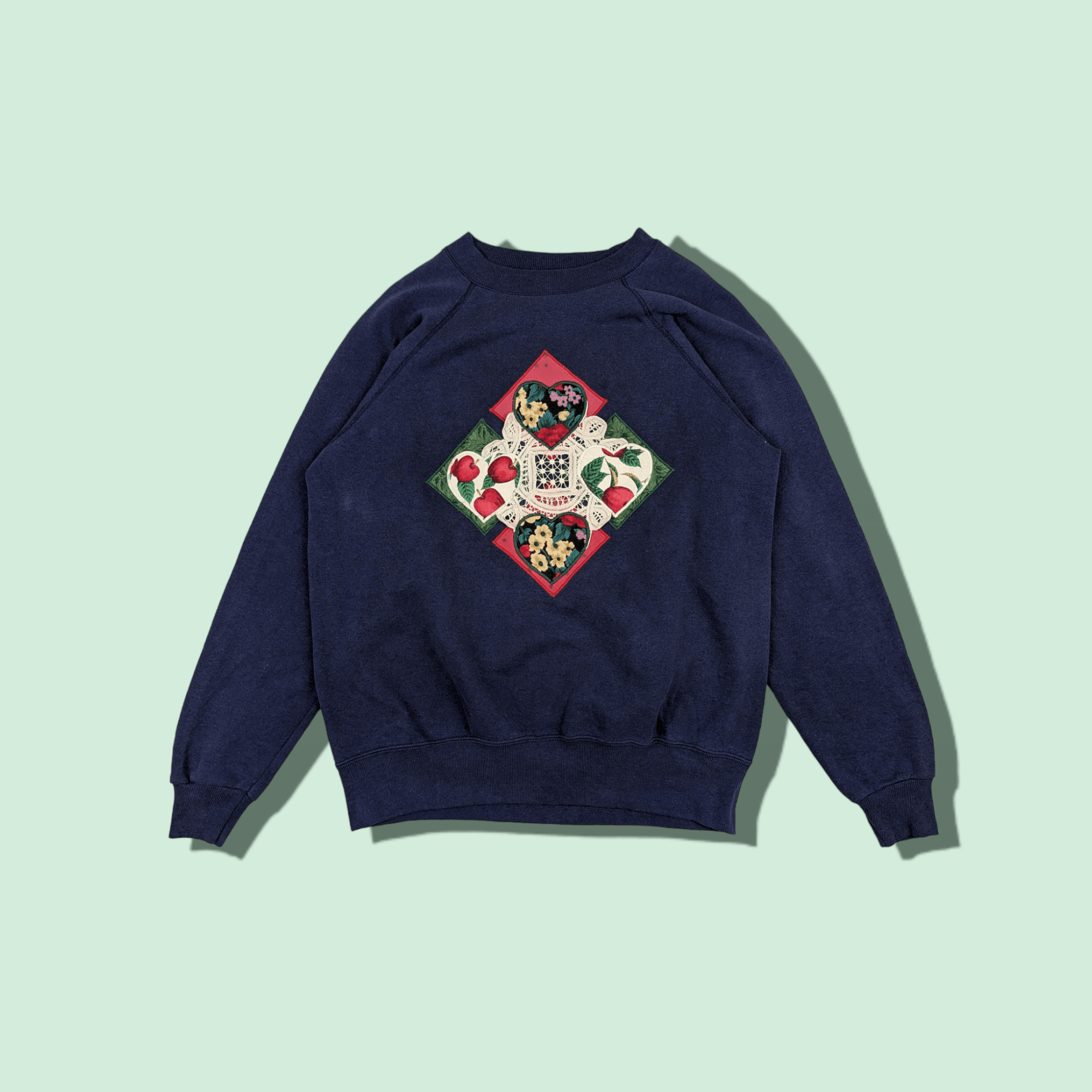 Vintage 1991 HANES Custom Hand Embodied Flower Sweatshirt