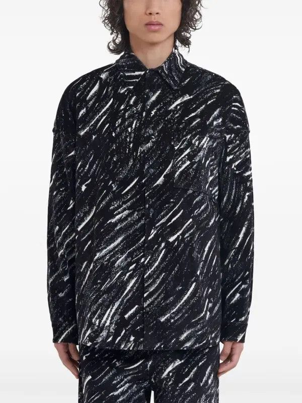Marni o1w1db11125 Sketch-Style Print Shirt in Black Size US M / EU 48-50 / 2 - 2 Thumbnail