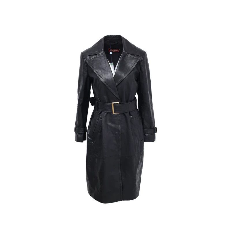 Max Mara Max Mara Black leather trench coat Size S / US 4 / IT 40 - 1 Thumbnail