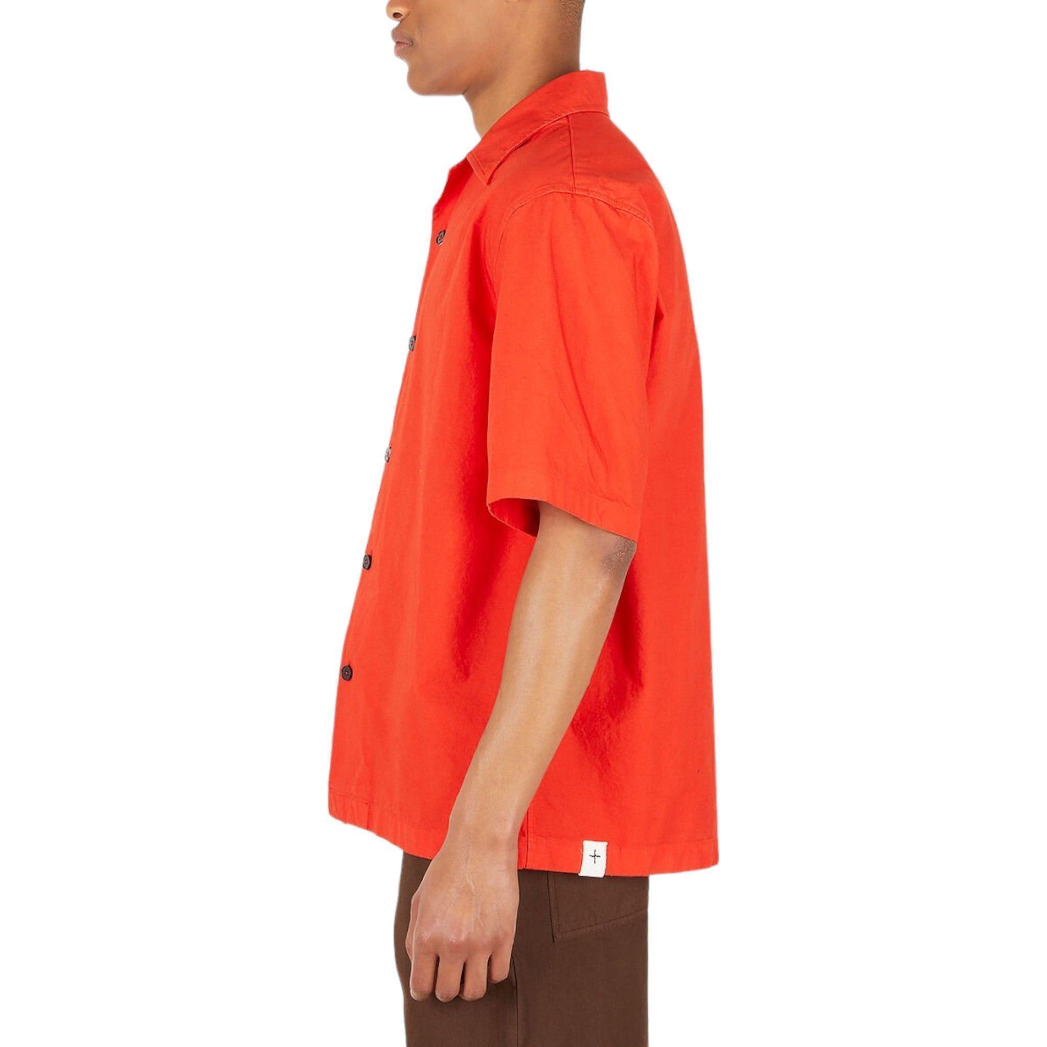 Jil Sander Men's Solid Canvas Camp Shirt in Red 44 Size US S / EU 44-46 / 1 - 3 Thumbnail