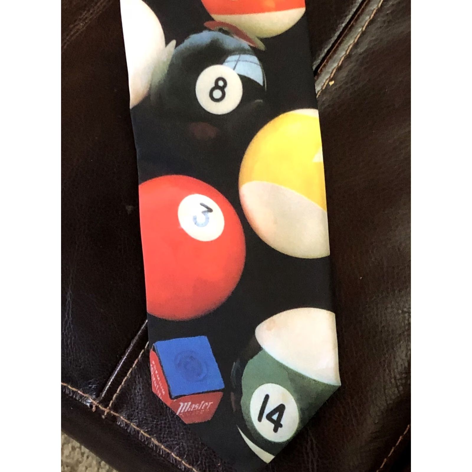 Vintage VINTAGE Ralph Marlin Tie Billiards Pool Balls Polyester Men One Size Black Size ONE SIZE - 2 Thumbnail