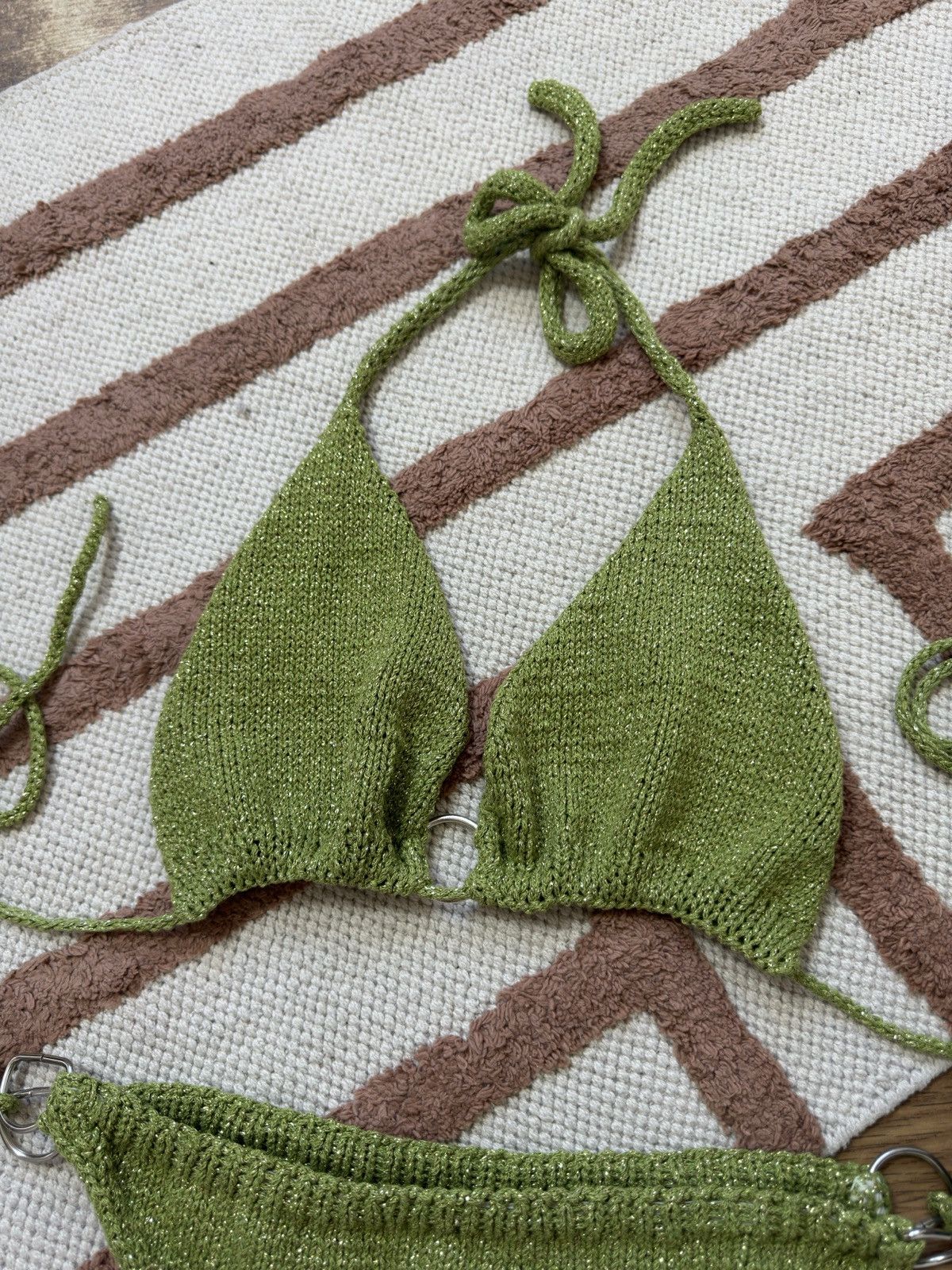 Vintage VINTAGE KNITTED 2000s BIKINI TIE SWIMSUIT Size ONE SIZE - 2 Thumbnail