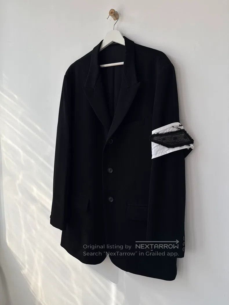 Yohji Yamamoto Yohji Yamamoto 20AW Show White Armband Wool Blazer jacket Size US L / EU 52-54 / 3 - 3 Thumbnail