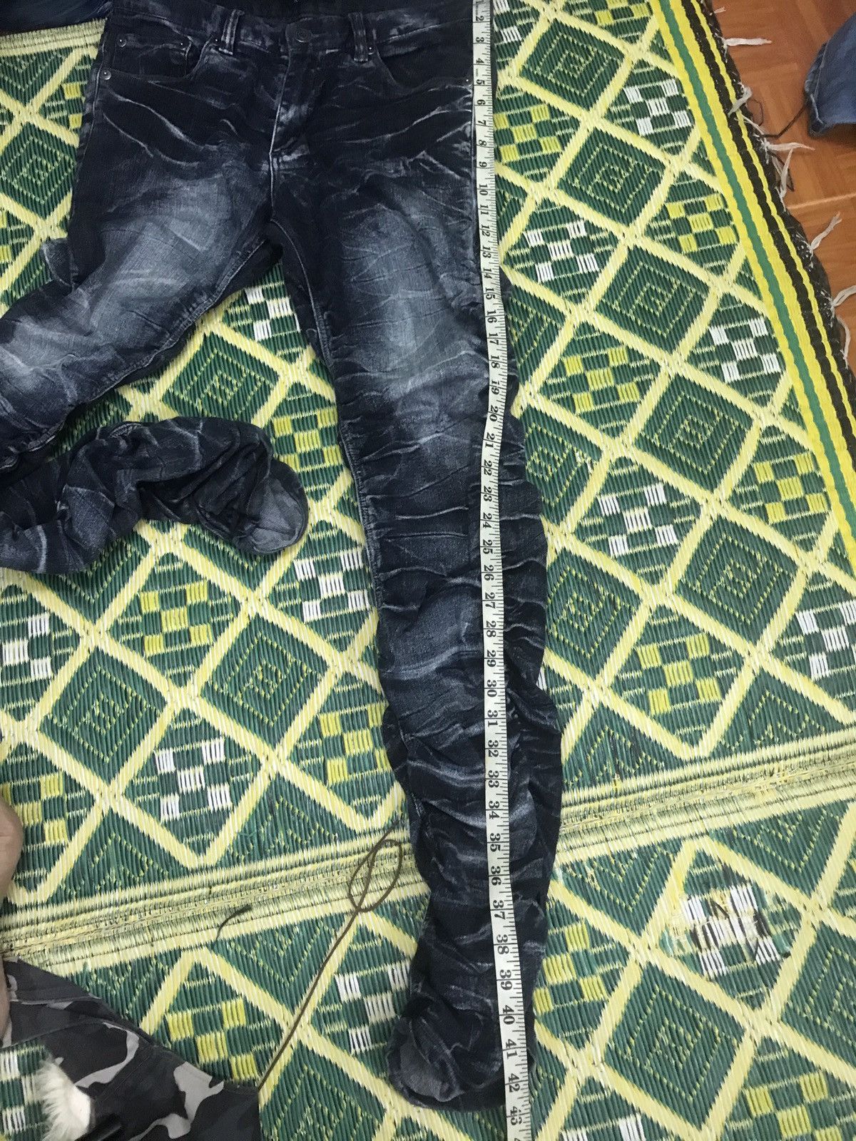 Japanese Brand Vintage Distressed Stacked Denim Jeans Washed Black Slim Fit Size US 33 - 13 Thumbnail