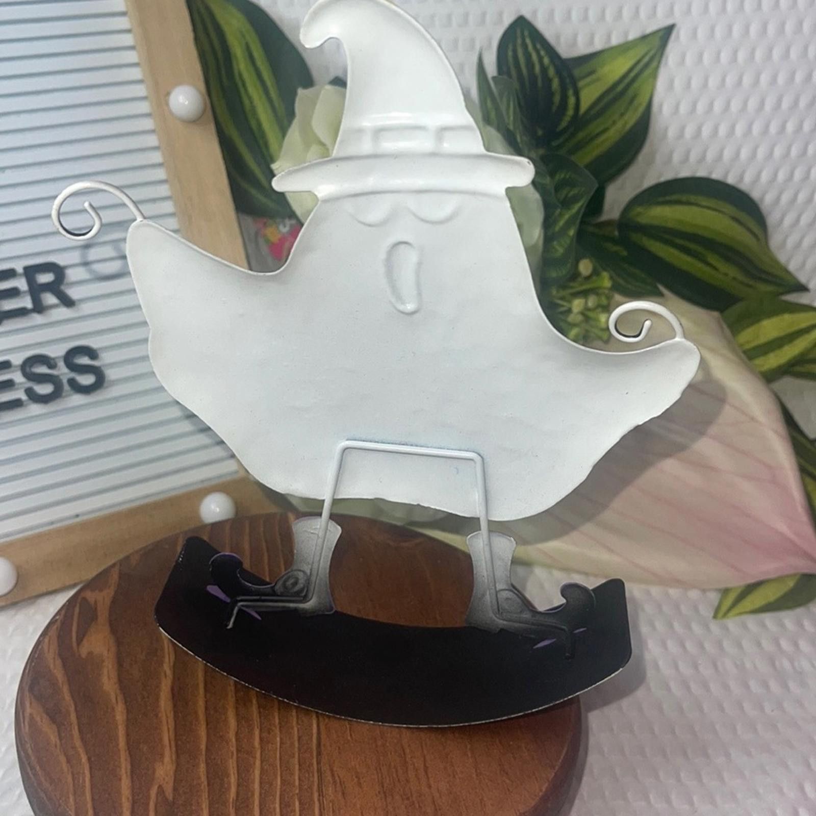 Designer Halloween Ghost Figurine with Orange 'Boo' Sign Size ONE SIZE - 4 Thumbnail