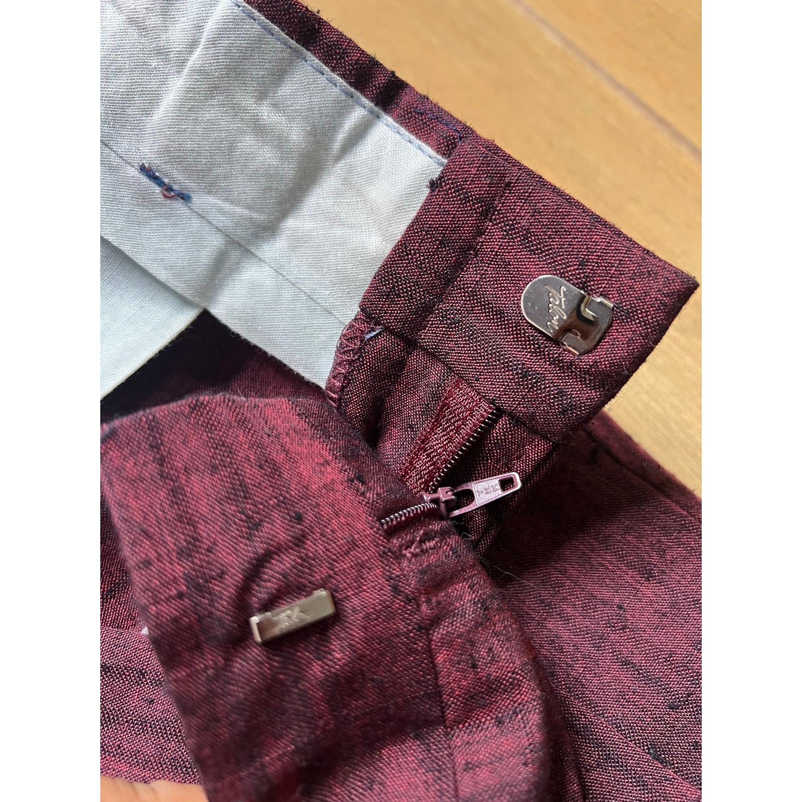 Vintage Vintage 1970s Burgundy Slub Trousers Talon USA Sz 35x31 Size US 35 - 5 Thumbnail