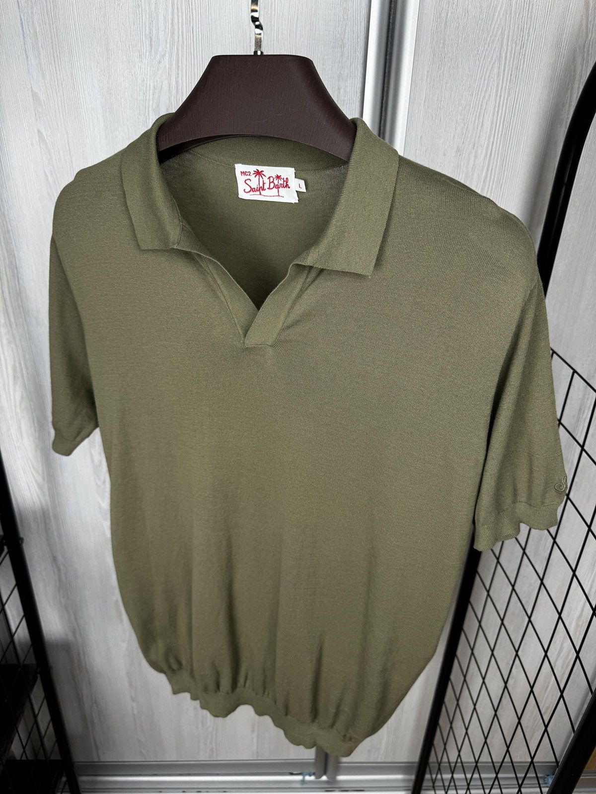 MC2 Saint Barth MC2 Saint Barth khaki Green Knitted SS Polo Sweater Size US L / EU 52-54 / 3 - 6 Thumbnail