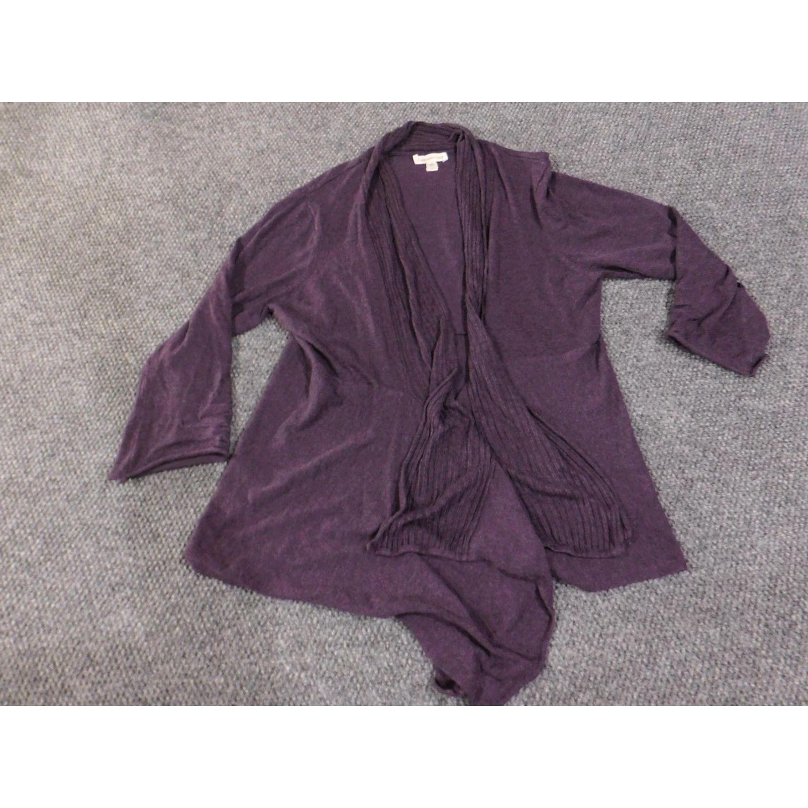 Coldwater Creek VINTAGE? (No) Coldwater Creek Cardigan Womens L Purple Open Front Draped Hem Knit Sweater Ladies Large Asymmetrical Hem Size L / US 10 / IT 46 - 2 Thumbnail