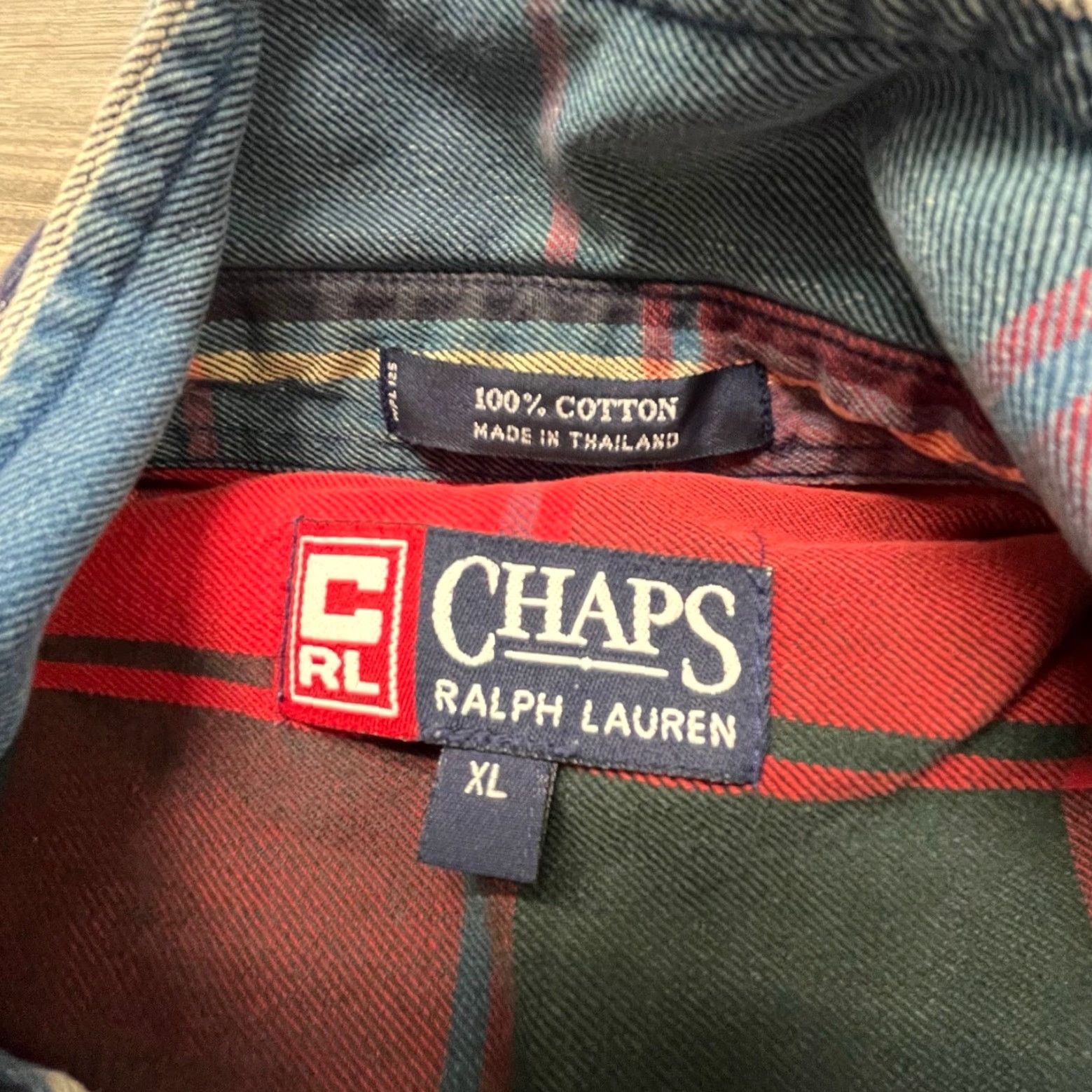 Ralph Lauren VINTAGE Chaps Ralph Lauren Red Blue Plaid Shirt XL Mens Heavy Flannel Button Down Long Sleeve Cotton Size US XL / EU 56 / 4 - 4 Thumbnail