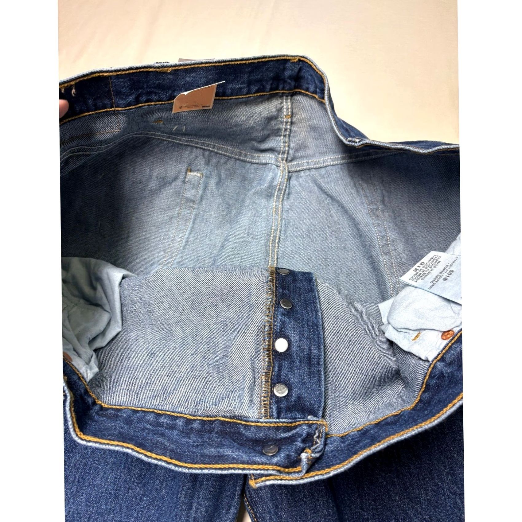 Levi's VINTAGE? No — Levi's 501 Original Fit Big & Tall Jeans Mens 48x30 Dark Wash Blue Button Fly Straight 501 Series Denim Cotton 5-Pocket Size US 32 / EU 48 - 5 Thumbnail