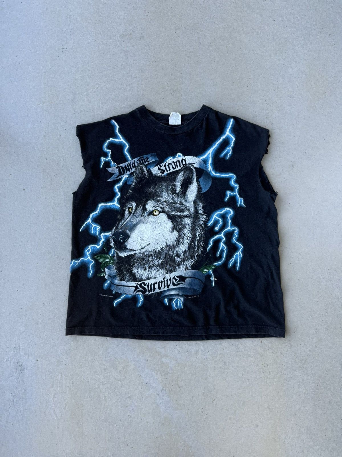 Vintage Vintage 90s American Thunder Lightning Biker Cutoff T-Shirt Size US XL / EU 56 / 4 - 1 Thumbnail
