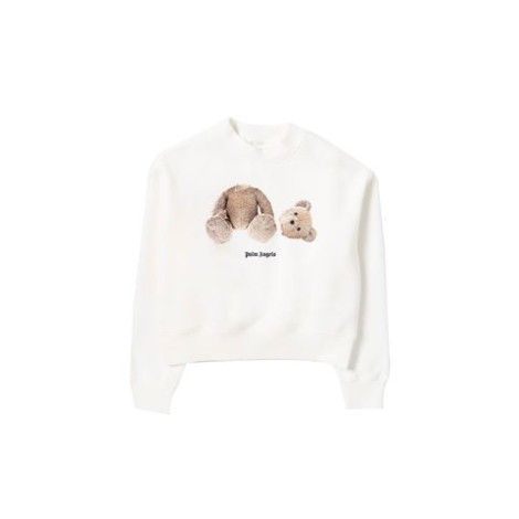 image of Palm Angels O1Mle0424 Bear Crew Sweatshirt In White, Men's (Size Medium)