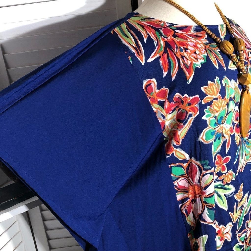 Bob Mackie Bob Mackie Tunic Kaftan Blouse Floral Blue/Multicolor 2X Size XXL / US 16-18 / IT 52-54 - 5 Thumbnail