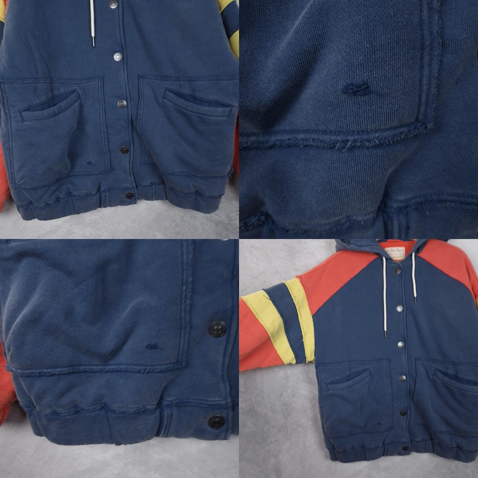 Vintage We The Free Jacket Womens Small Blue Hooded Quilted Varsity Stripe Oversized Size S / US 4 / IT 40 - 8 Thumbnail