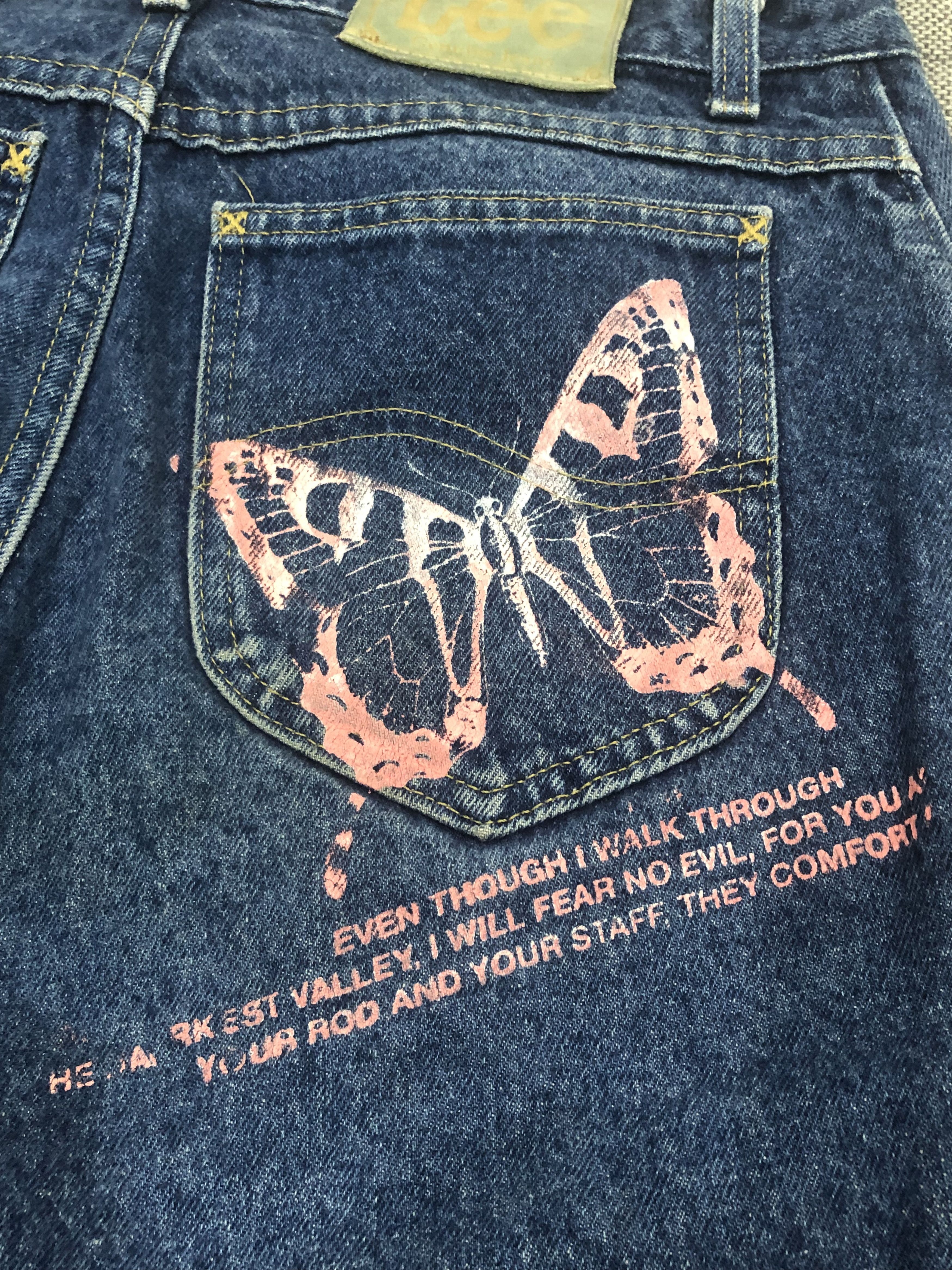Lee Vintage Lee Denim Jeans Butterfly Custom Distressed USA Size US 33 - 4 Thumbnail