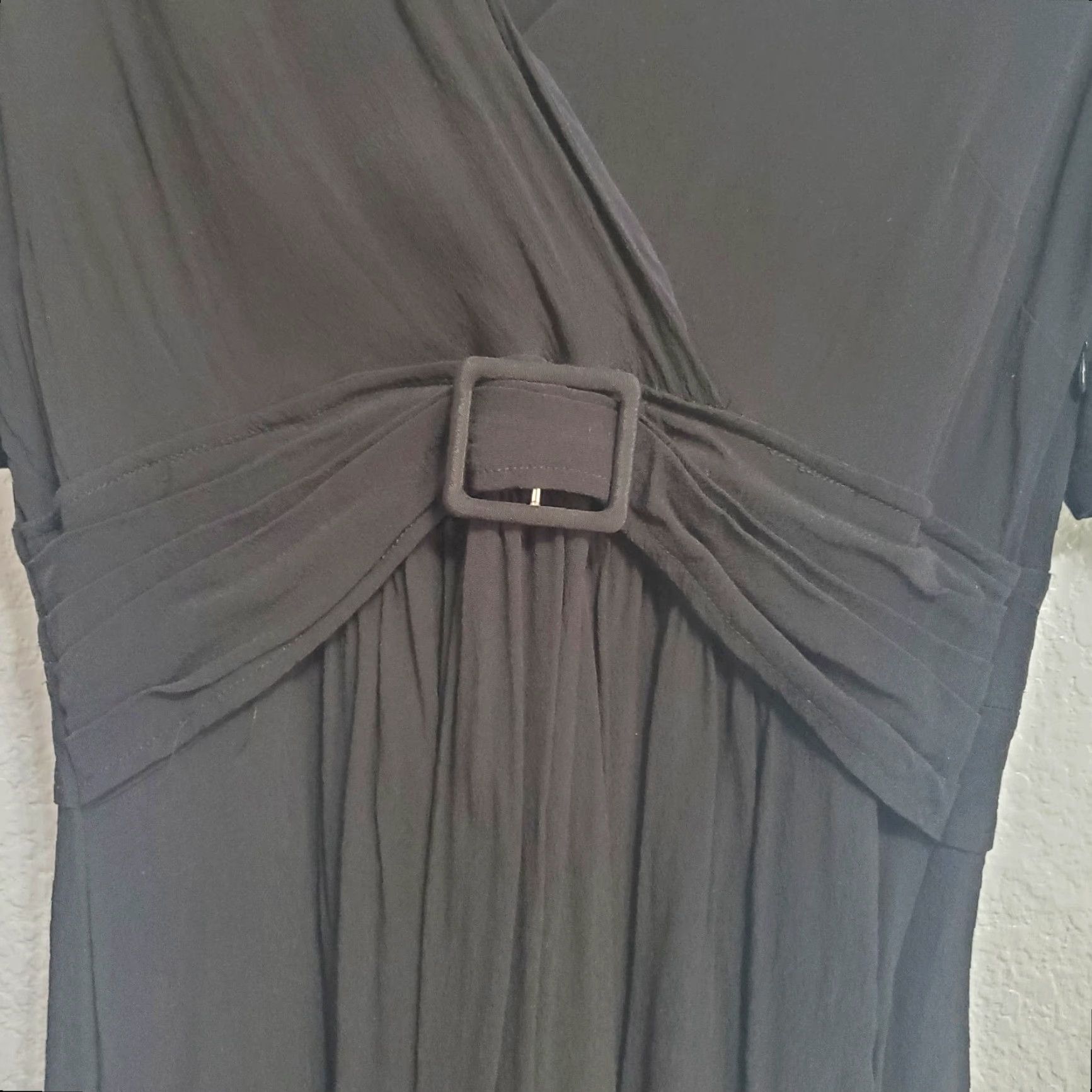 Anthropologie Anthropologie Maeve Martina Dress Sz 10 Black V Neck Belted Short Sleeve Ruffle Size 32" / US 10 / IT 46 - 7 Thumbnail