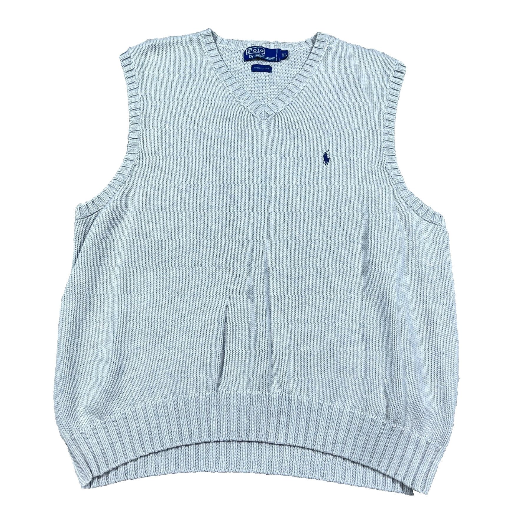 Polo Ralph Lauren VINTAGE Polo Ralph Lauren Sweater Vest Men XL Gray Blue V-Neck Heavy Chunky Knit Size US XL / EU 56 / 4 - 2 Thumbnail