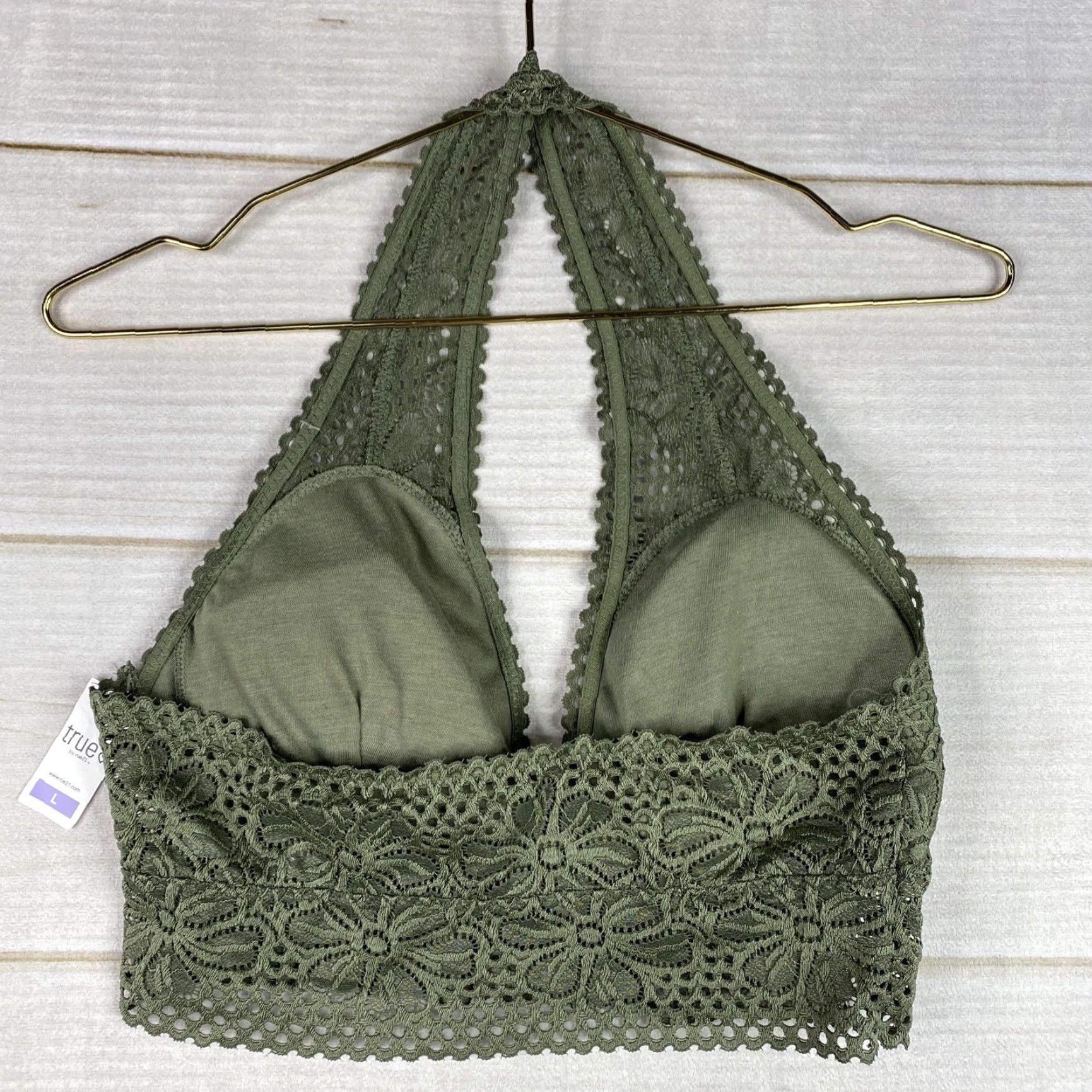 Vintage Rue21 Bralette Women's Size Large Green Floral Print Lace Pullover Bra NWT Size ONE SIZE - 5 Thumbnail