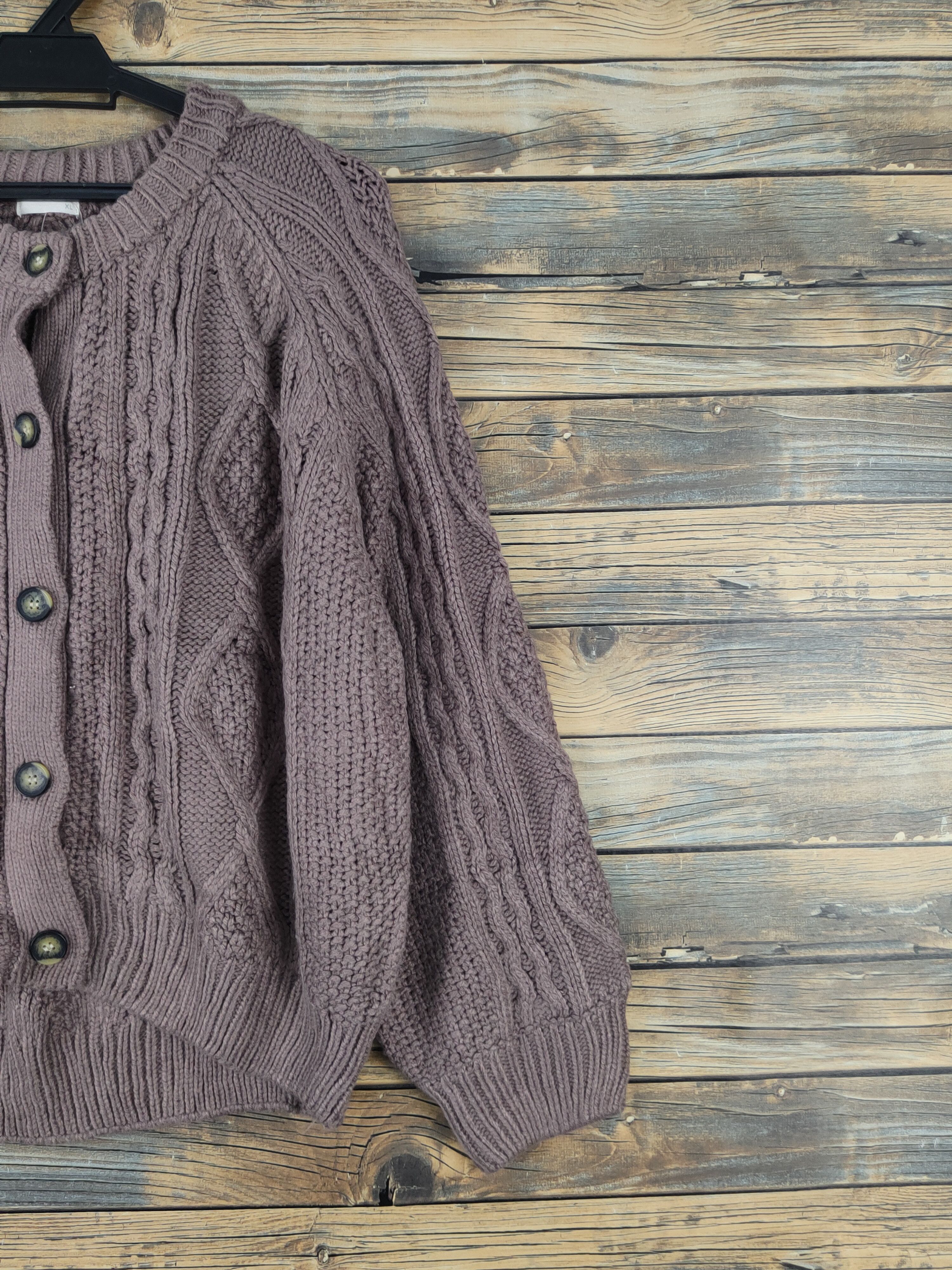 Aran Isles Knitwear GU Dusty Lavender cable Knitwear Cardigan #W1287 Size US XL / EU 56 / 4 - 5 Thumbnail