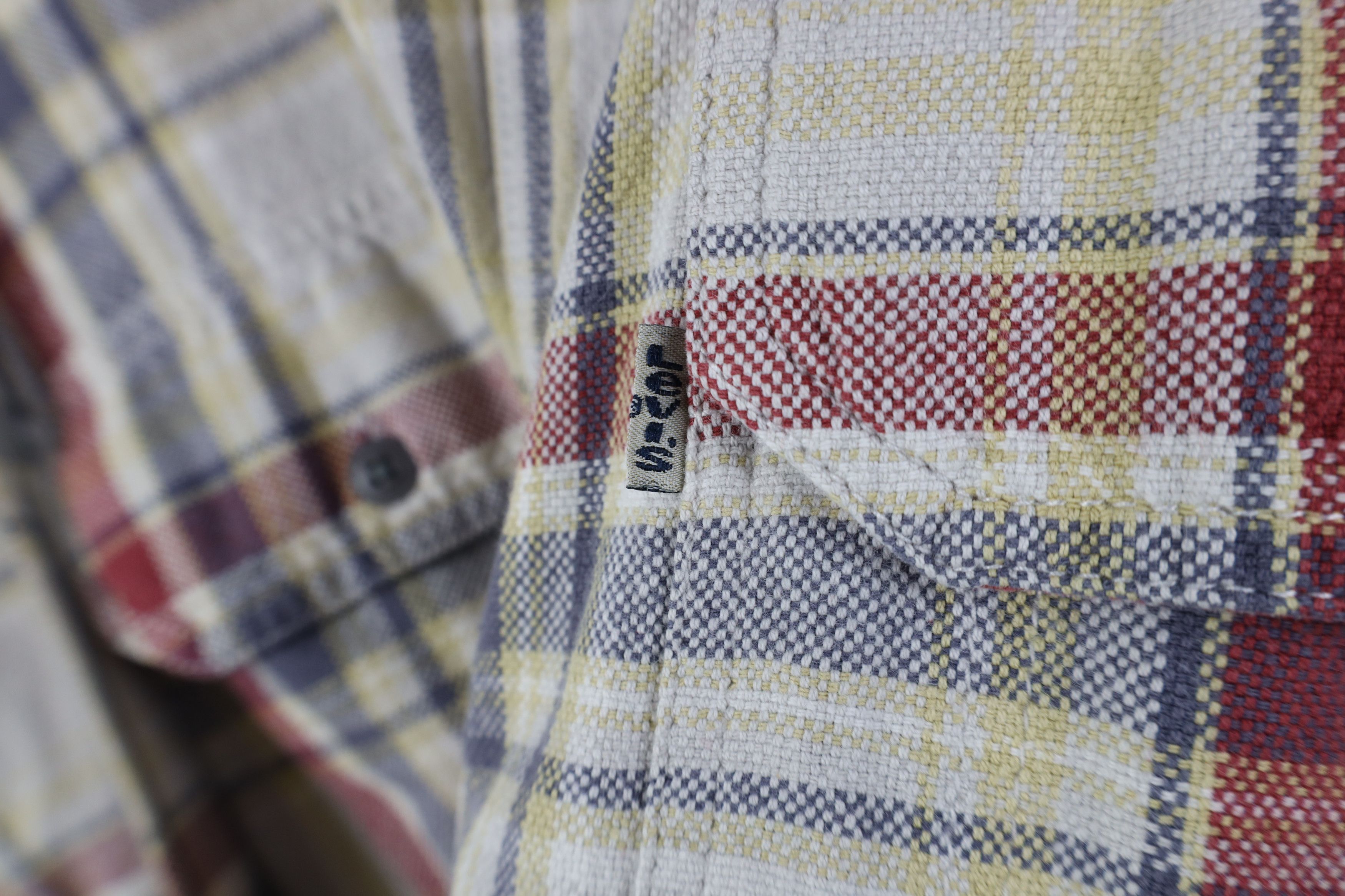 Levi's Vintage 90s Levis Knit Burlap Collared Button Shirt Plaid Size US M / EU 48-50 / 2 - 5 Thumbnail