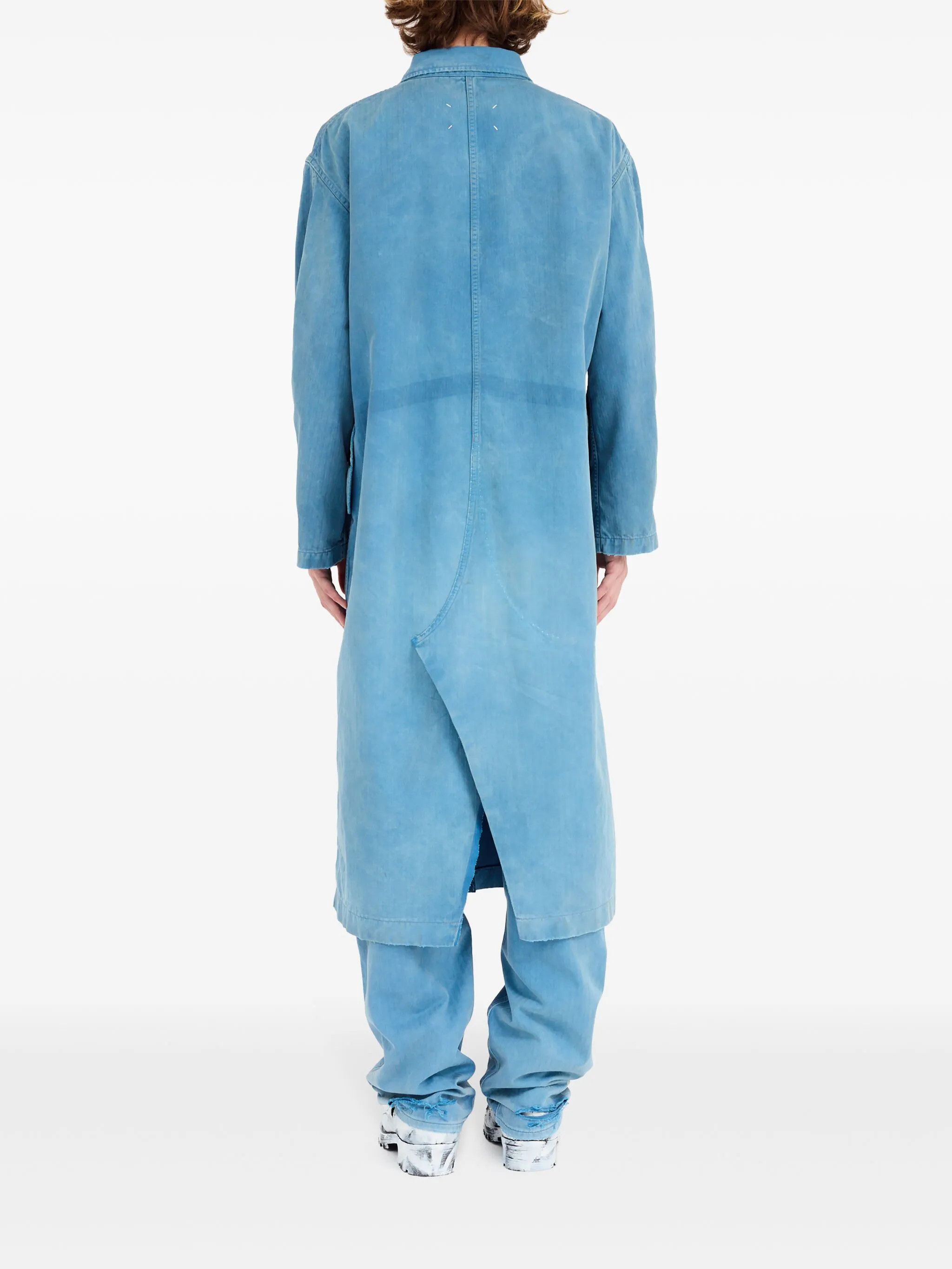 Maison Margiela o1w1db10226 Cotton Trench Coat in Light Blue Size US XL / EU 56 / 4 - 4 Thumbnail