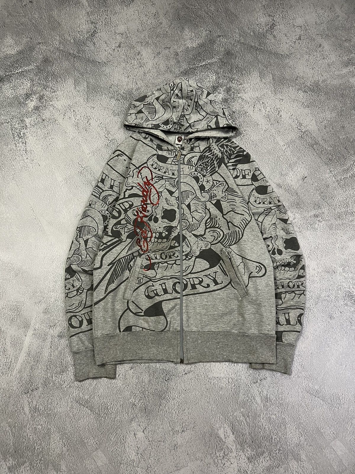 Ed Hardy Vintage Y2k Skull ☠️ Rare Ed Hardy All Over Print Zip Hoodie Size M / US 6-8 / IT 42-44 - 2 Thumbnail