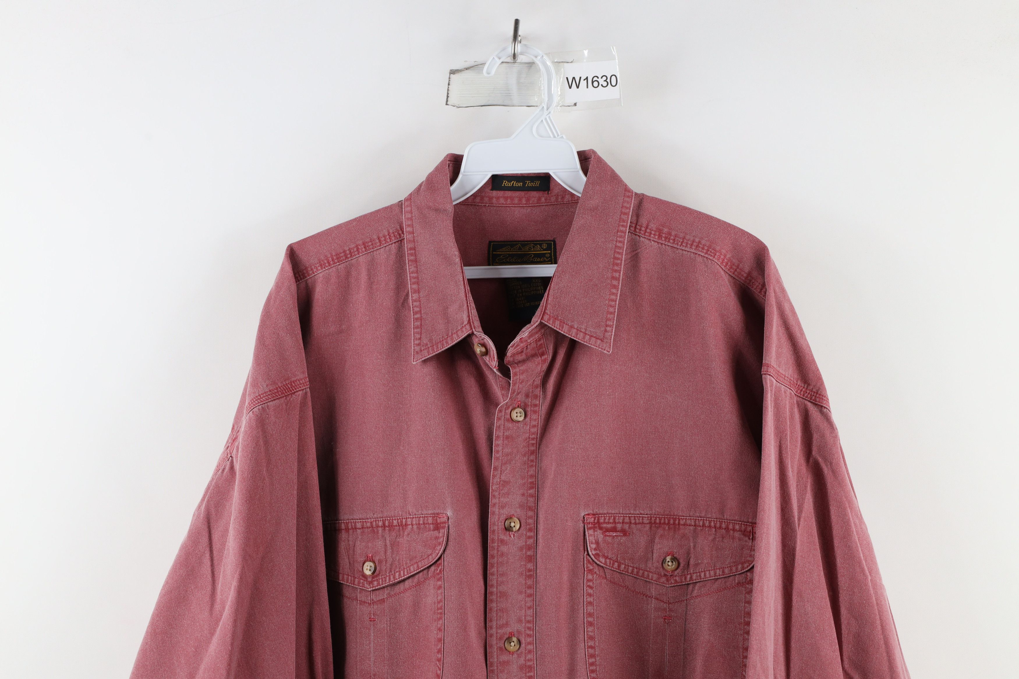 Eddie Bauer × Vintage Vintage 90s Eddie Bauer Twill Stonewash Button Shirt Red Size US XXL / EU 58 / 5 - 2 Thumbnail