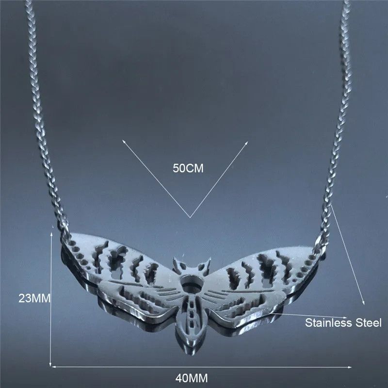 Jewelry Gothic Black Moth Pendant Charms Necklace Emblem Size ONE SIZE - 5 Thumbnail