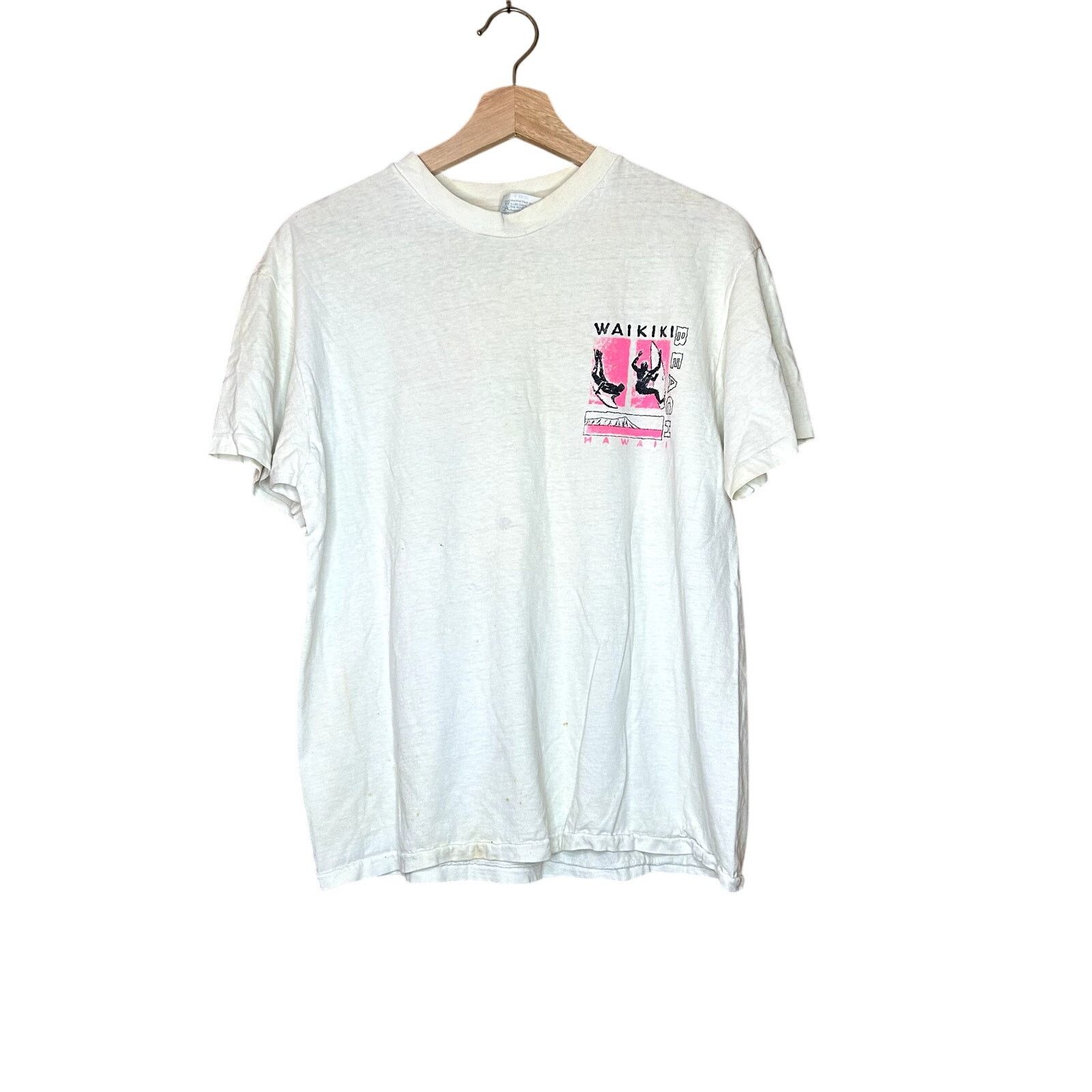 Hanes × Vintage Vintage 90s Waikiki Surfer T-Shirt Fader Size US L / EU 52-54 / 3 - 6 Thumbnail